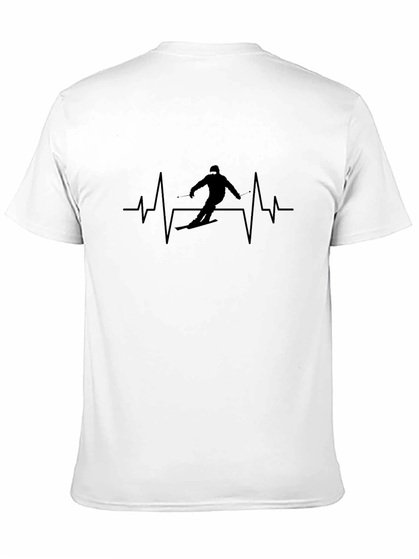 Skiing Heartbeat T-Shirt - Black