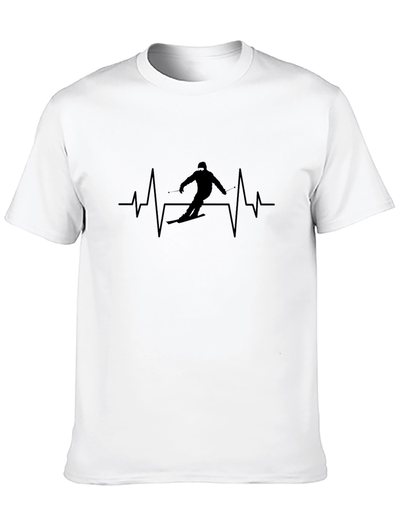 Skiing Heartbeat T-Shirt - Black