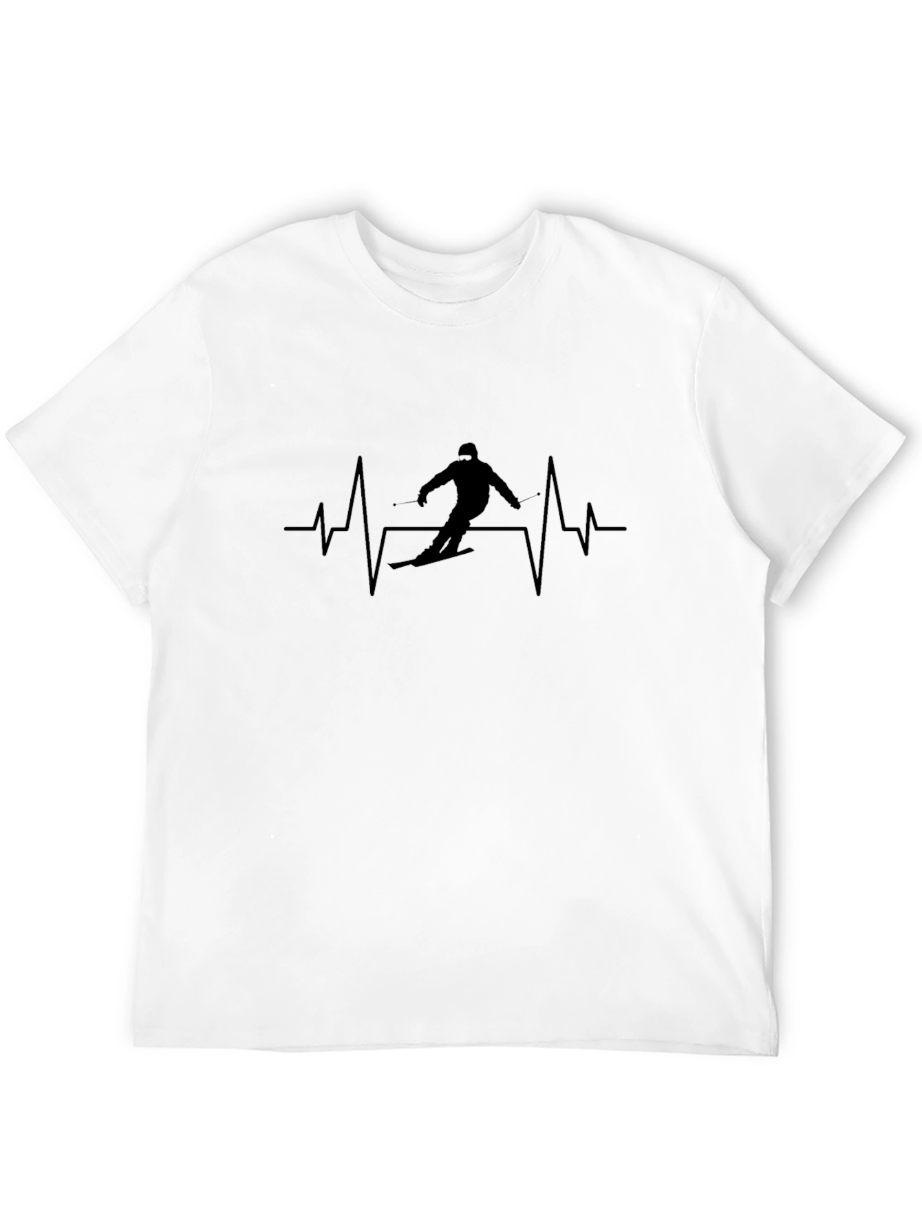 Skiing Heartbeat T-Shirt - Black