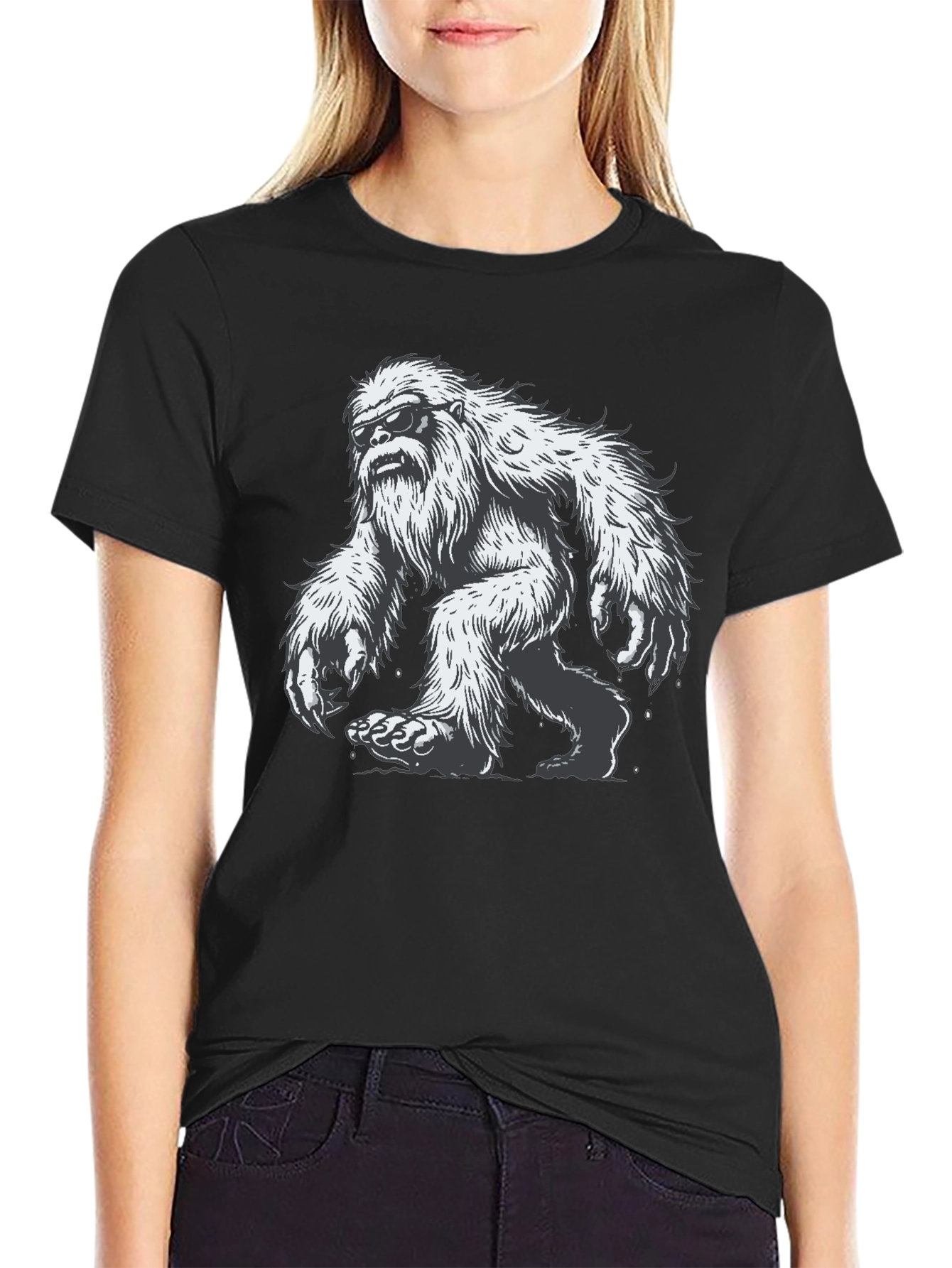 Cool Yeti Graphic Tee - Black Cotton Blend