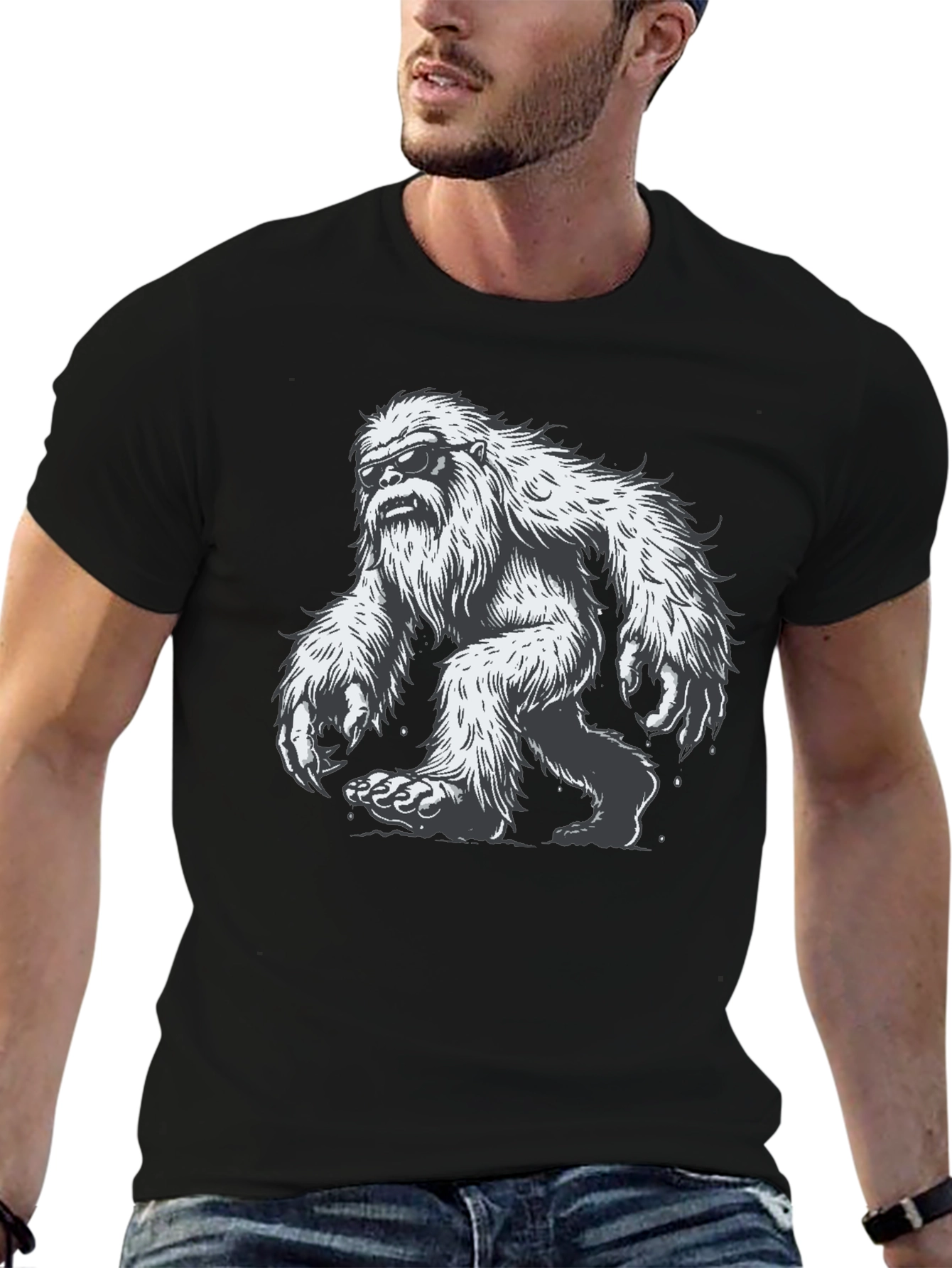 Cool Yeti Graphic Tee - Black Cotton Blend