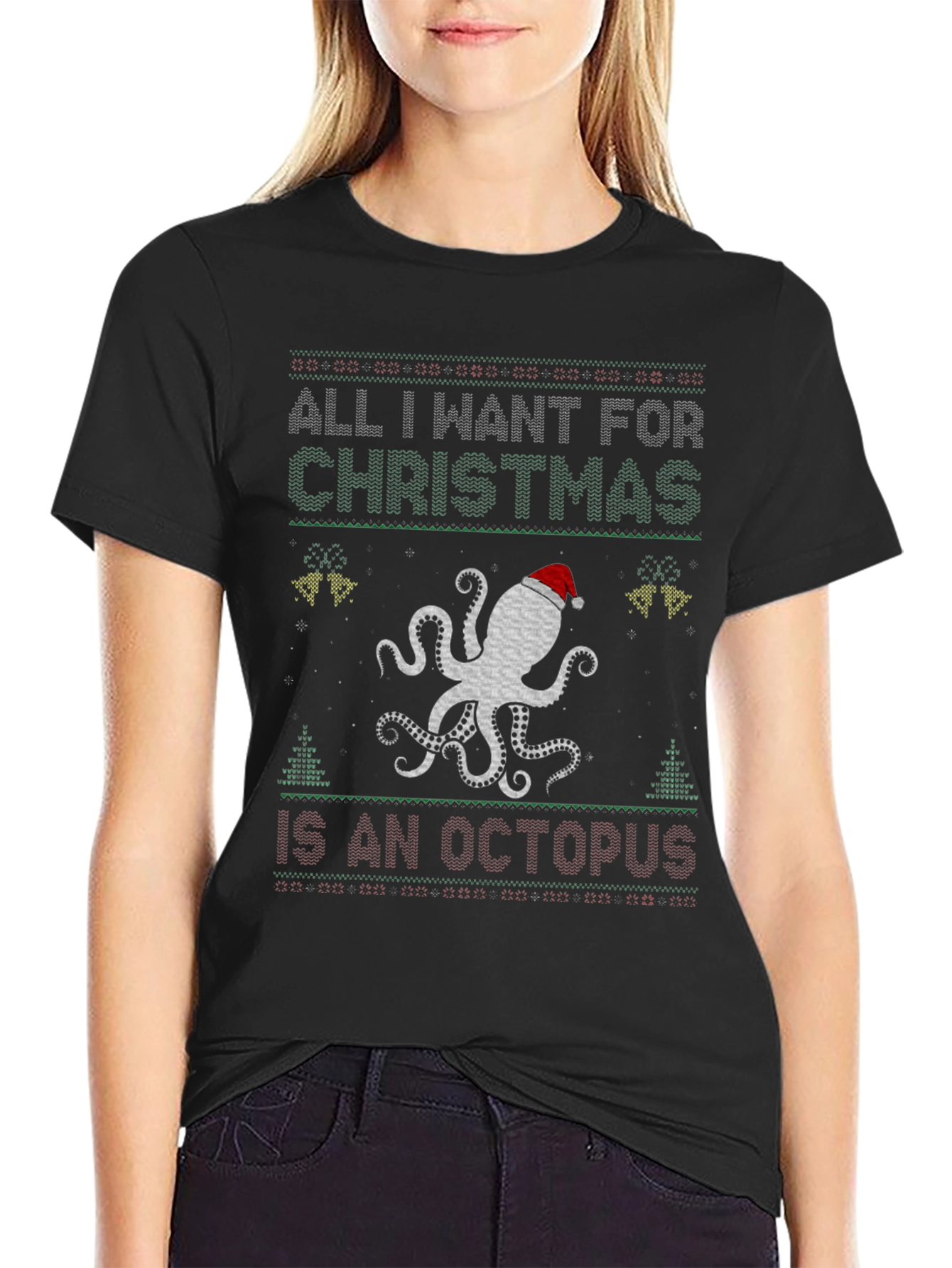 Octopus Christmas Ugly Sweater T-Shirt