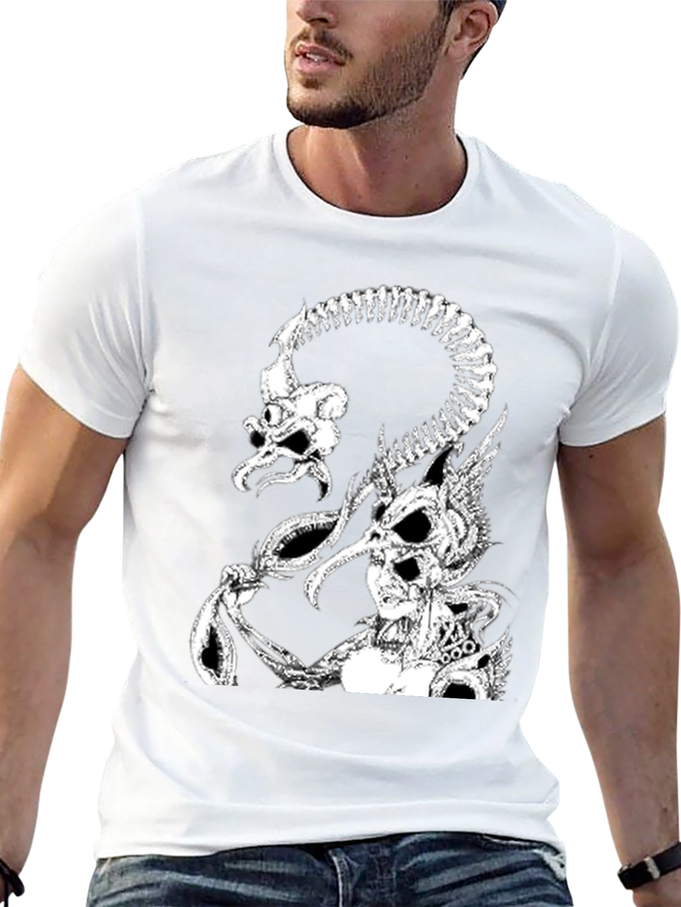 Skull Creature Graphic T-Shirt - Black