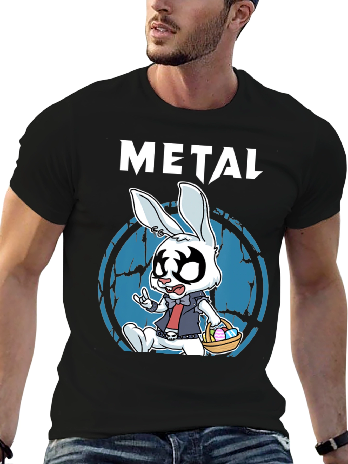 Metal Bunny T-Shirt - Rocker Easter Design