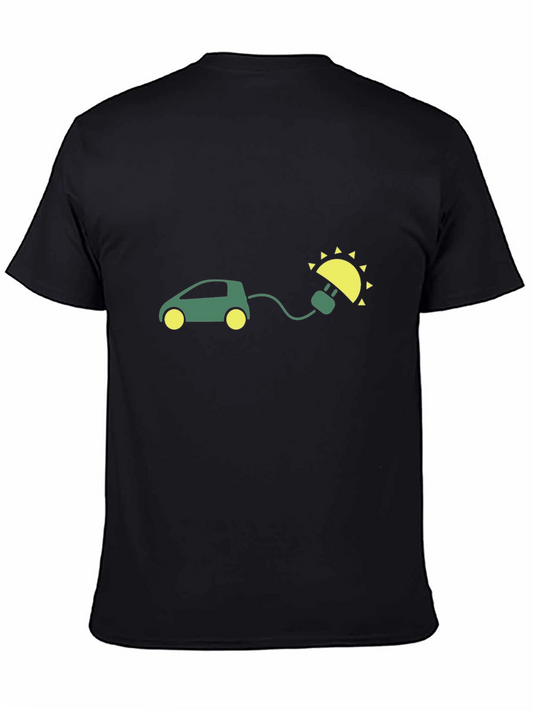 Electric Car & Solar Plug T-Shirt - Eco-Friendly Fashion