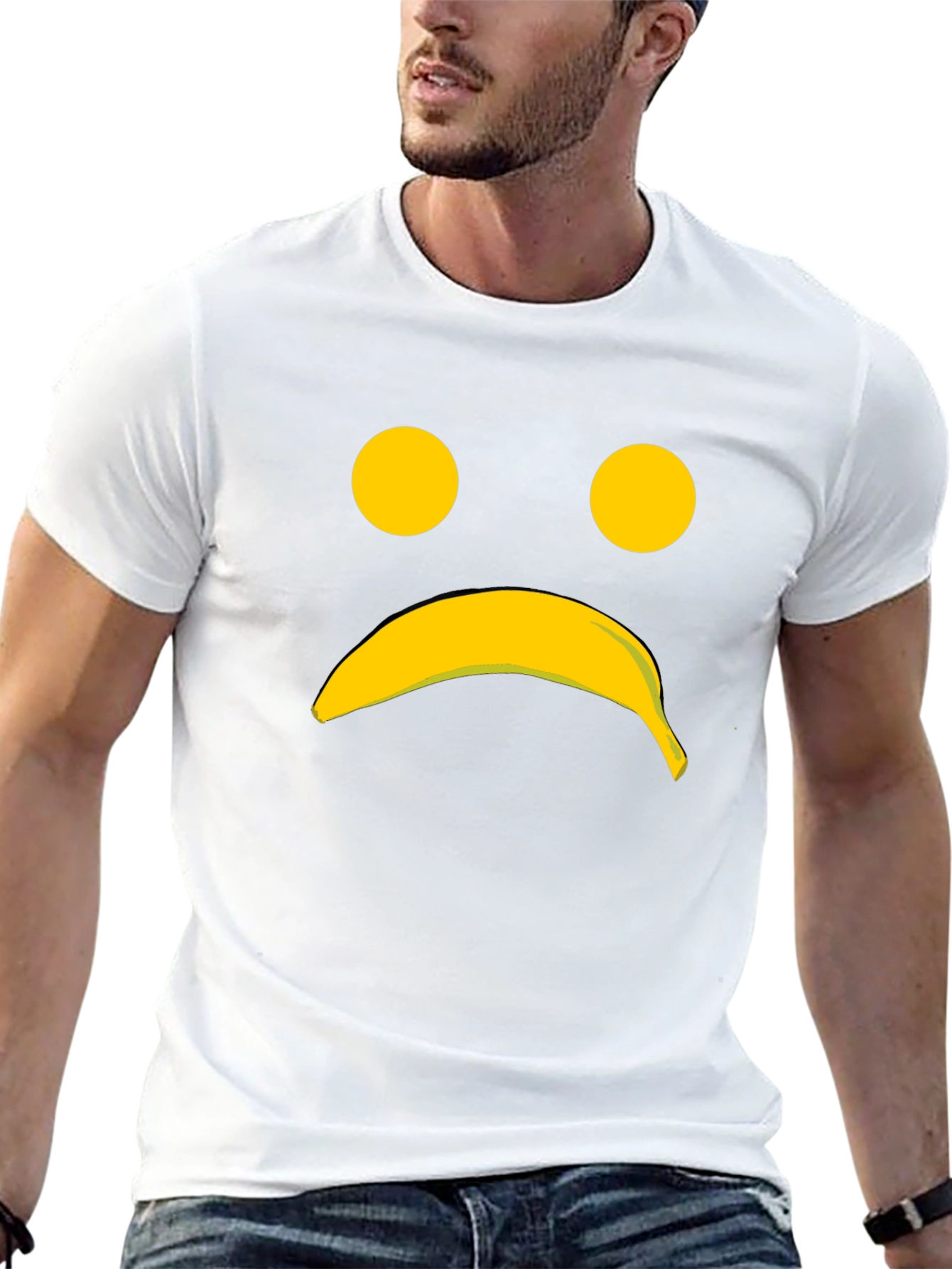 Sad Banana Face Graphic Tee - Unisex Cotton T-Shirt