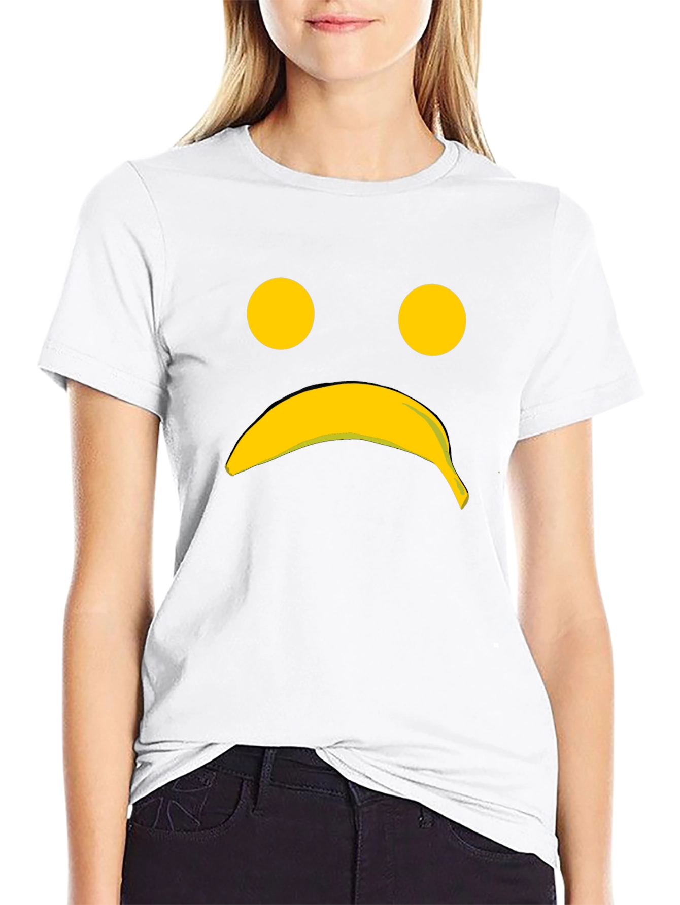 Sad Banana Face Graphic Tee - Unisex Cotton T-Shirt