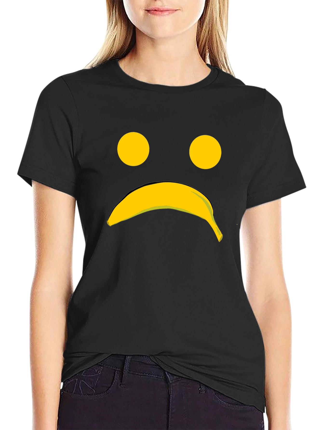 Sad Banana Face Graphic Tee - Unisex Cotton T-Shirt