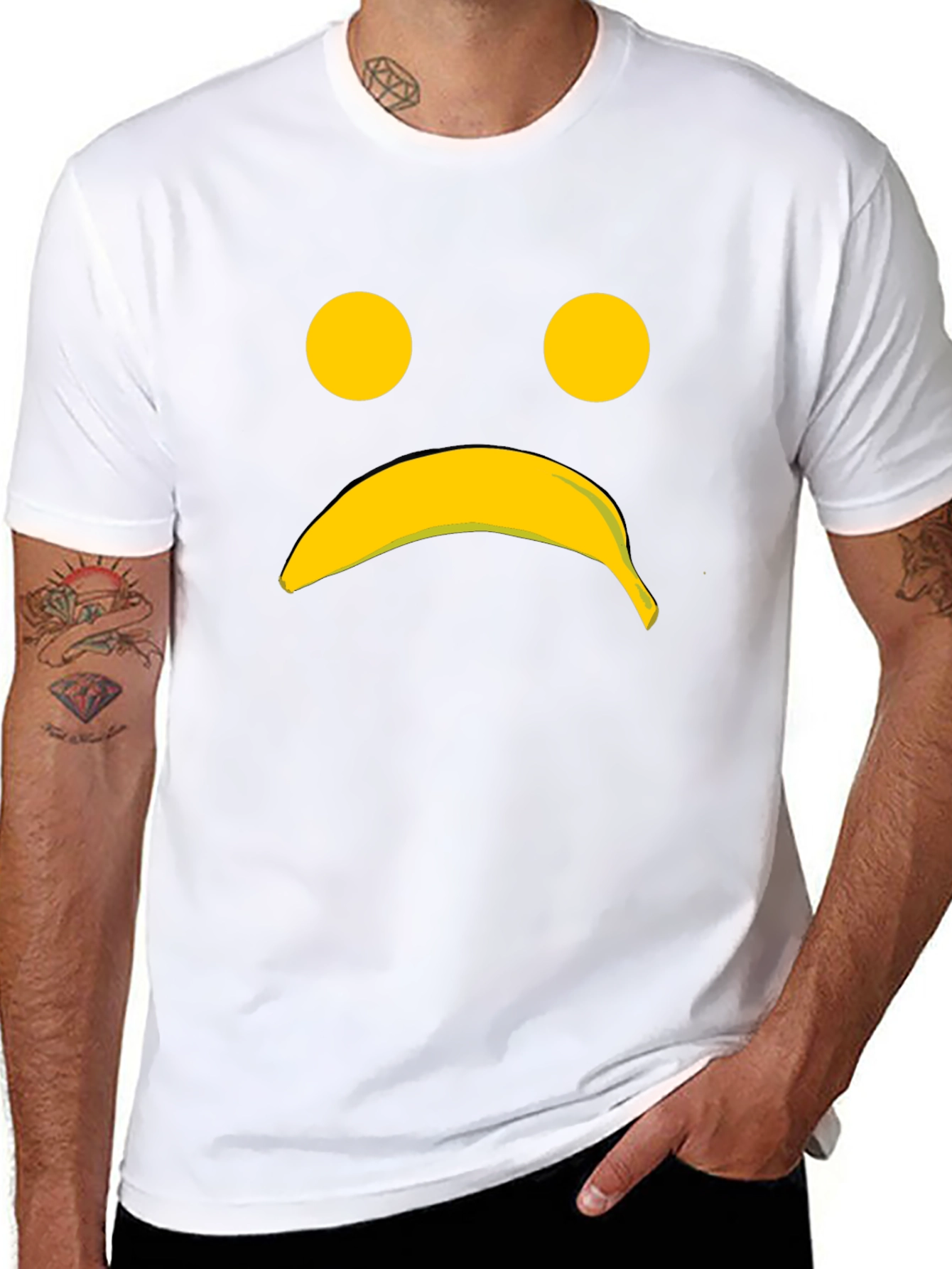 Sad Banana Face Graphic Tee - Unisex Cotton T-Shirt