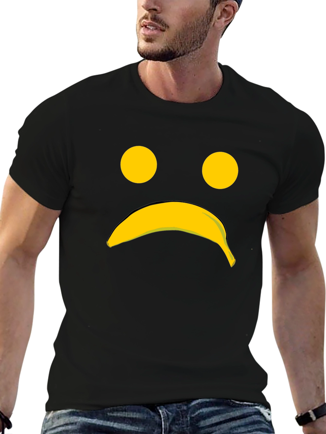 Sad Banana Face Graphic Tee - Unisex Cotton T-Shirt