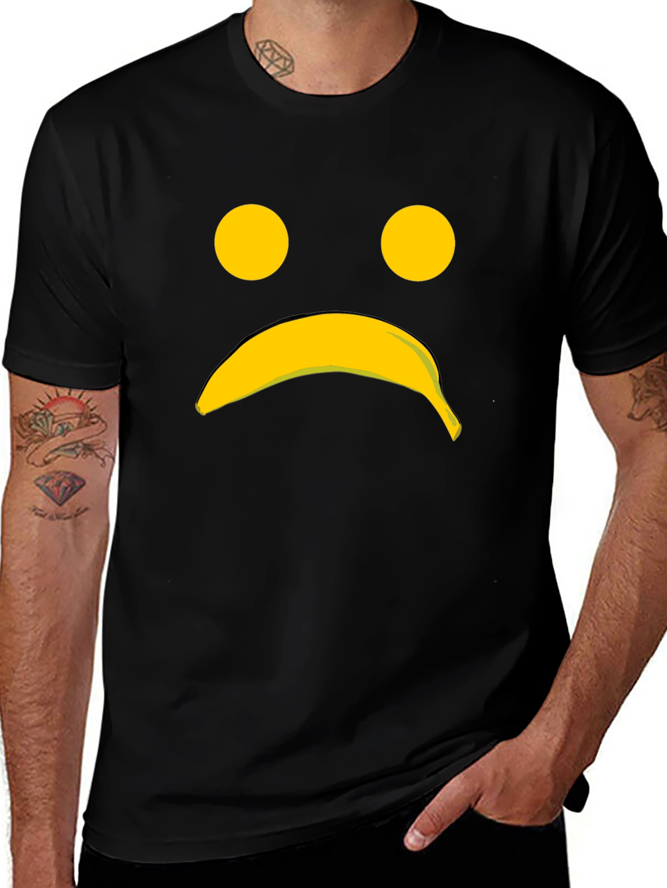 Sad Banana Face Graphic Tee - Unisex Cotton T-Shirt