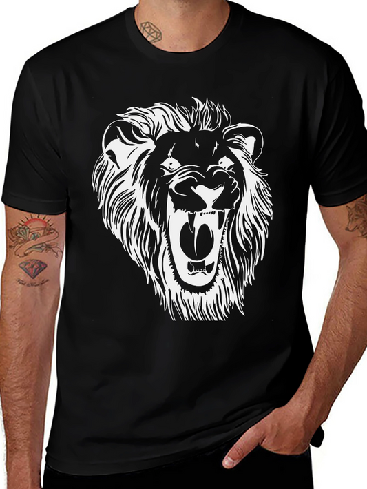 Lion Graphic Tee - Black Cotton Blend