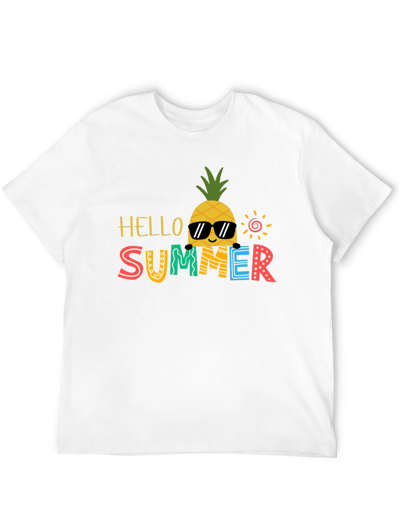 Summer Pineapple Graphic Tee - Black Cotton Blend