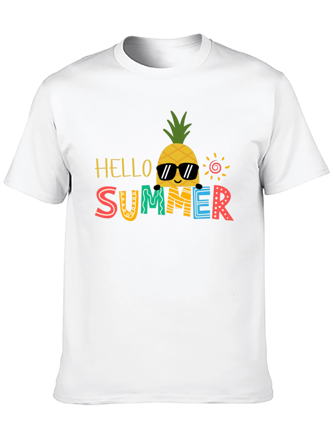 Summer Pineapple Graphic Tee - Black Cotton Blend