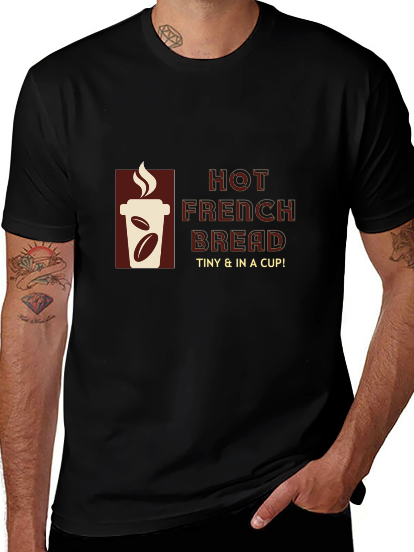 Hot French Bread T-Shirt - Coffee Cup Design