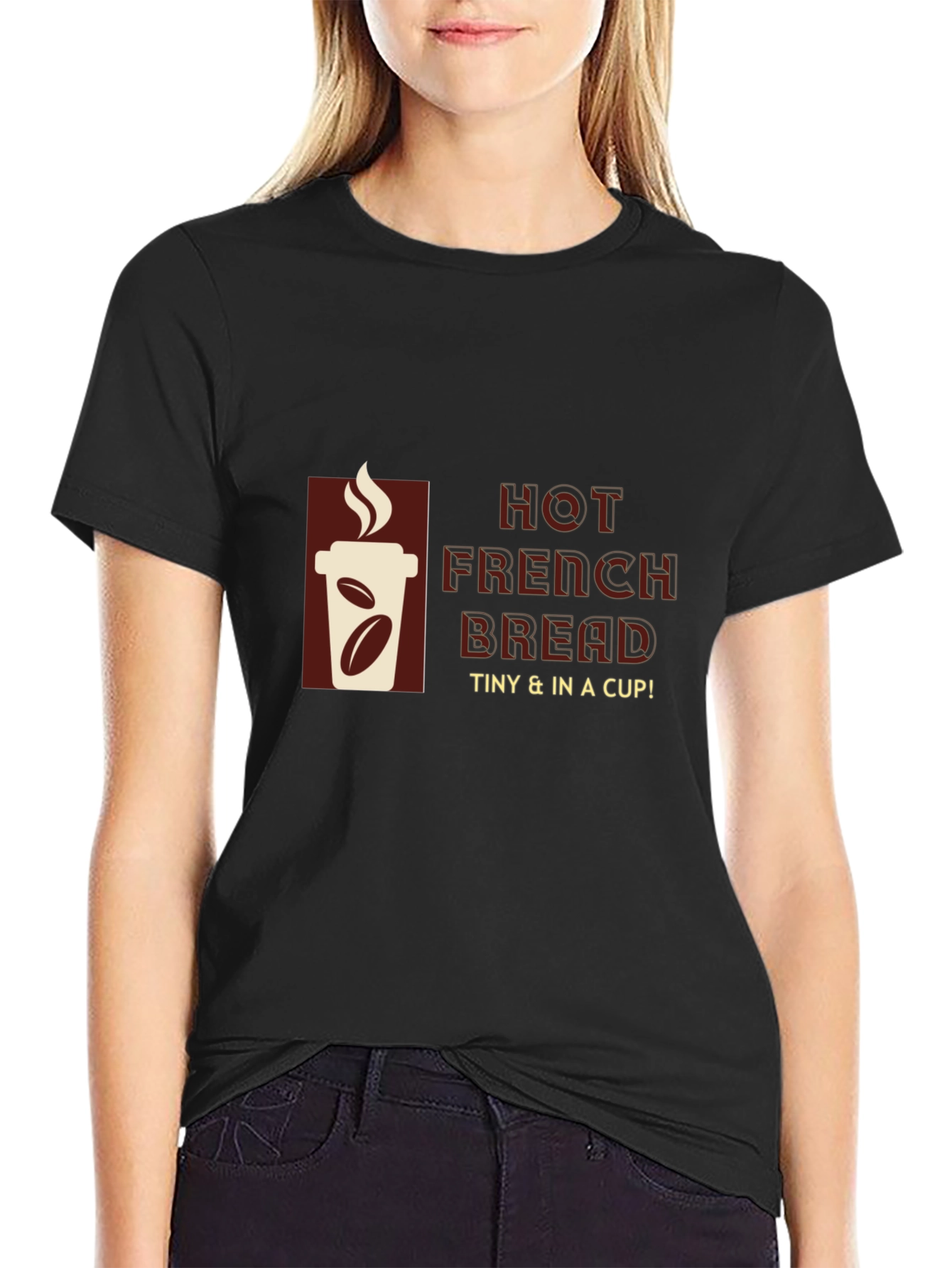 Hot French Bread T-Shirt - Coffee Cup Design