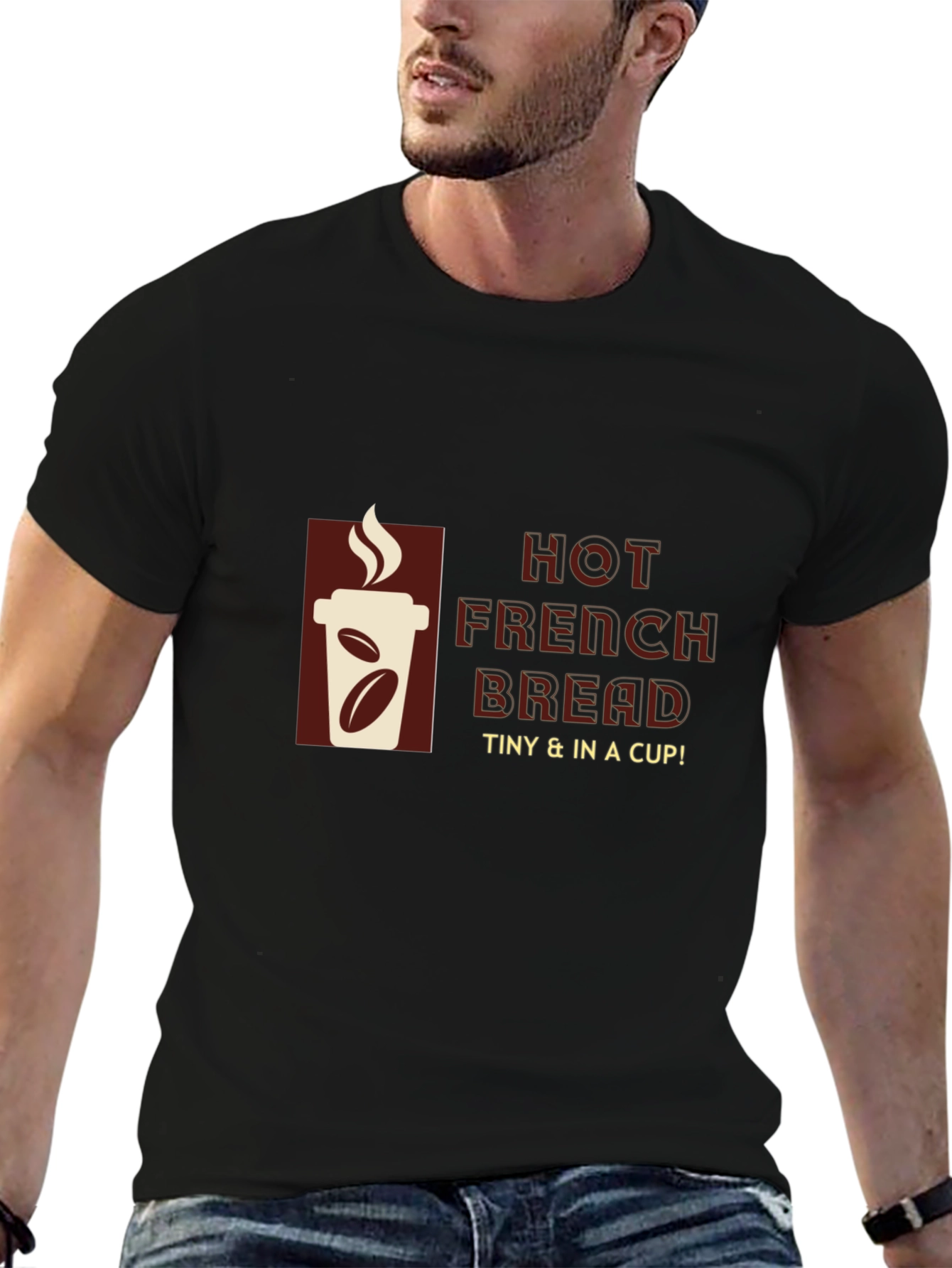 Hot French Bread T-Shirt - Coffee Cup Design