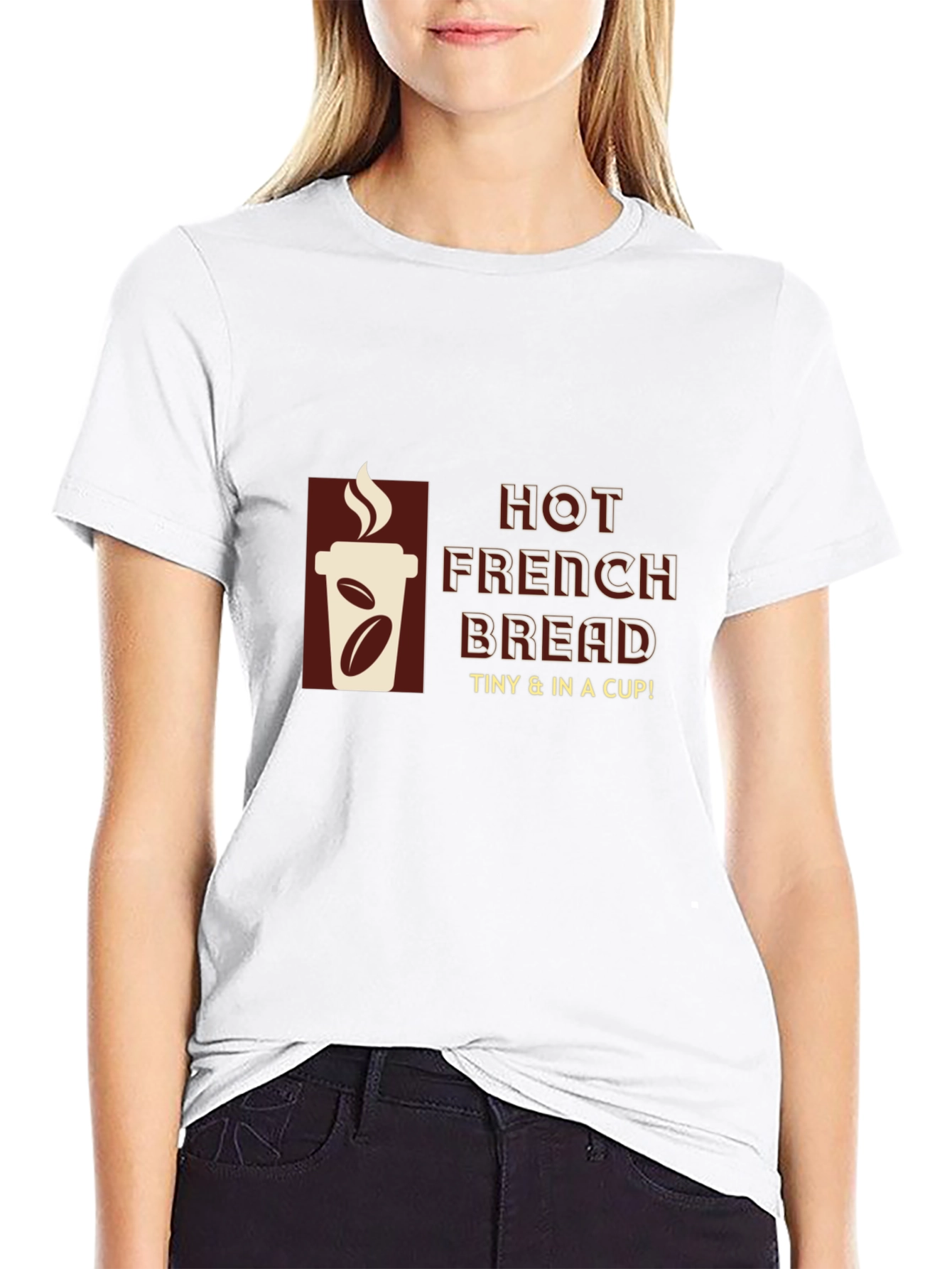 Hot French Bread T-Shirt - Coffee Cup Design
