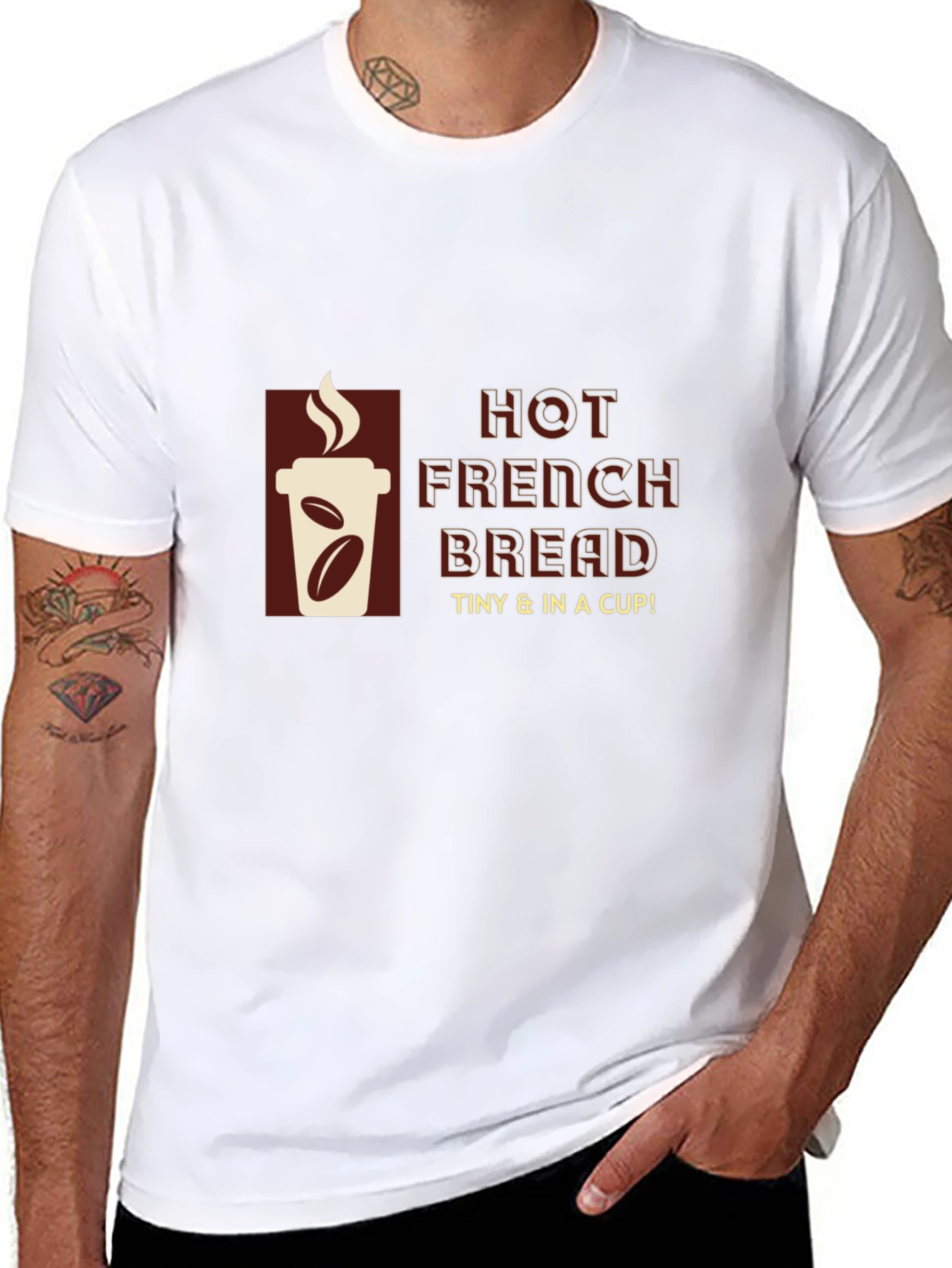 Hot French Bread T-Shirt - Coffee Cup Design