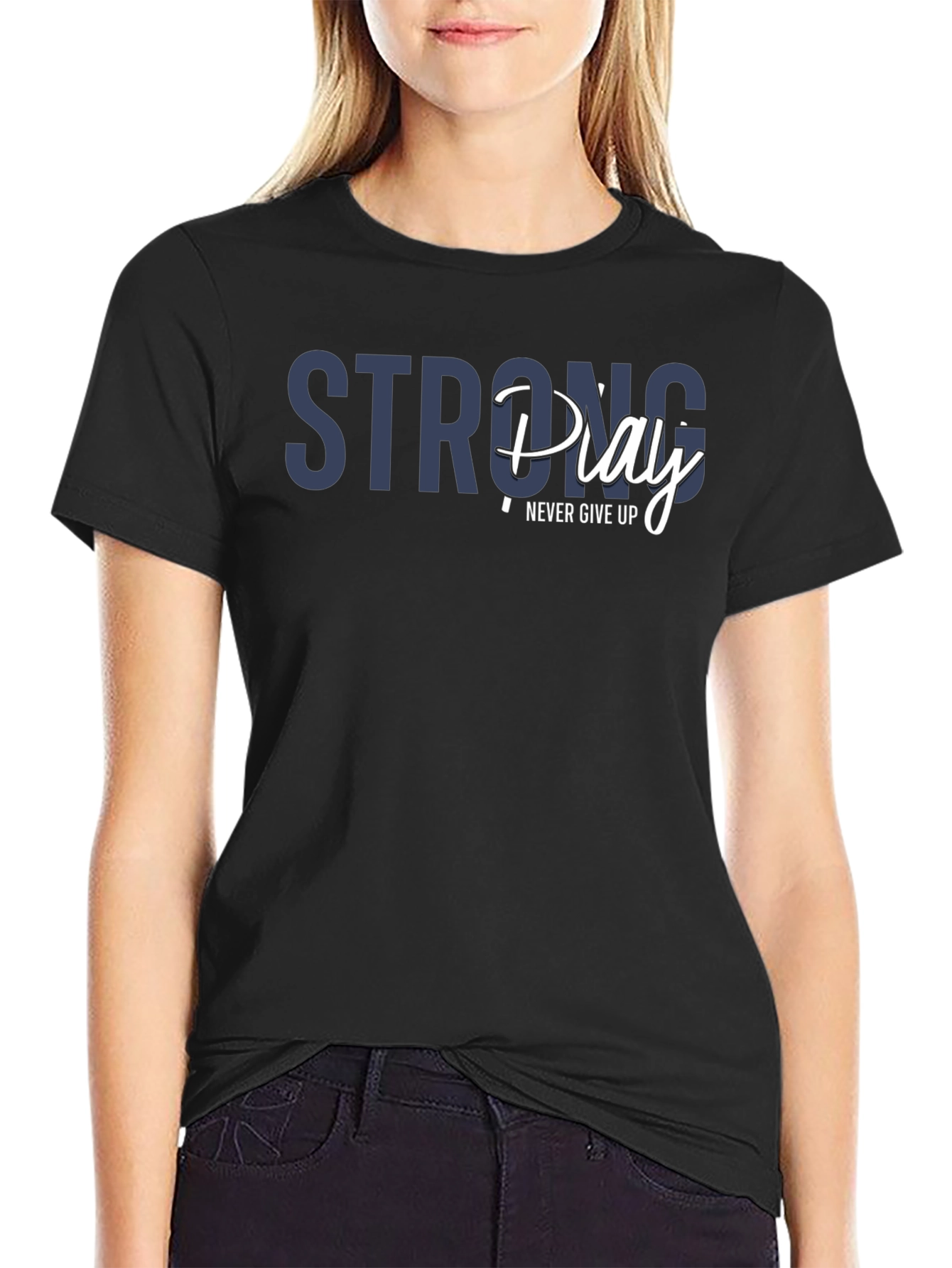 Strong Play Mens Black Graphic T-Shirt