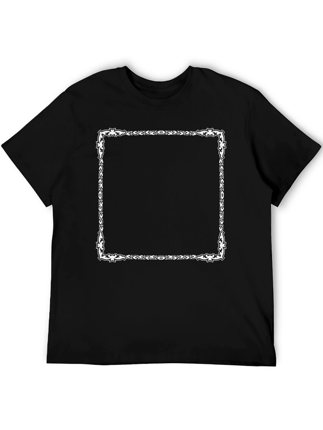Black T-Shirt with Ornamental Square