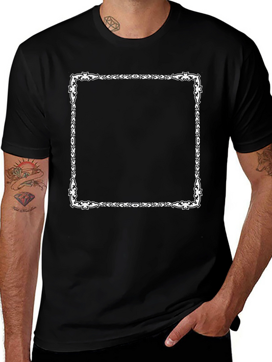 Black T-Shirt with Ornamental Square