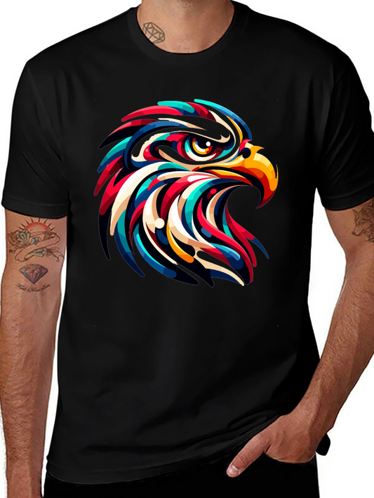 Abstract Eagle Head Graphic Black T-Shirt