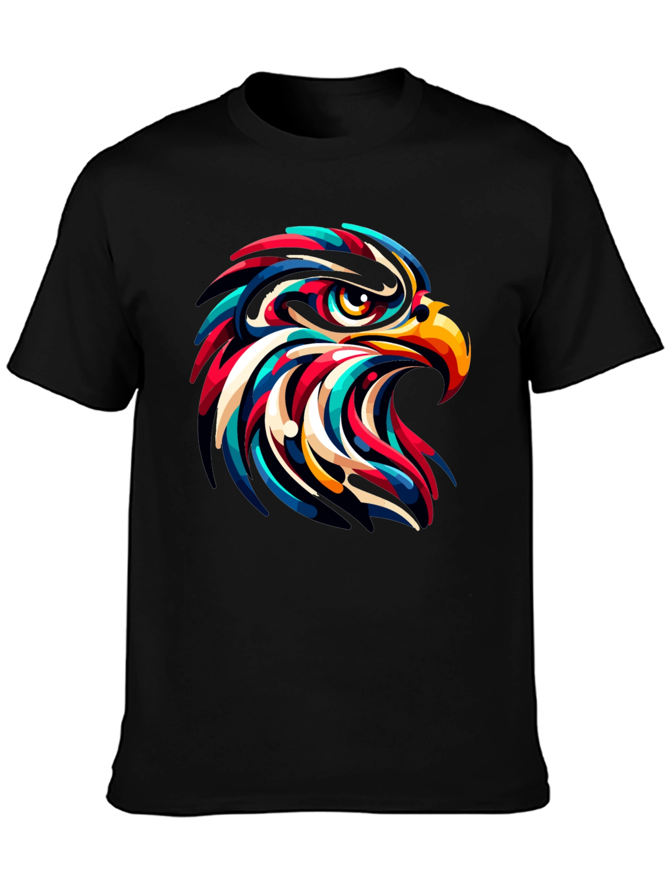 Abstract Eagle Head Graphic Black T-Shirt