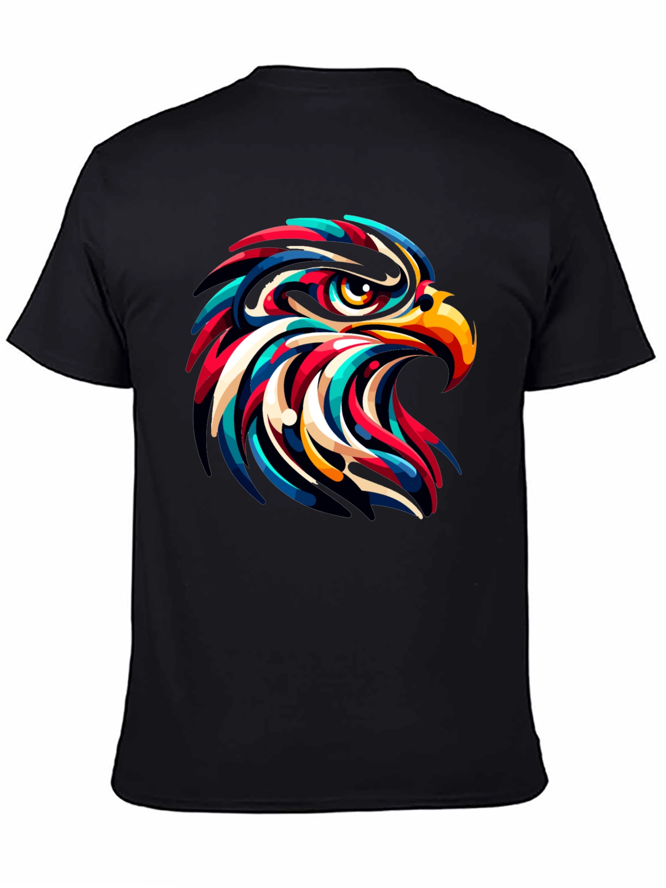 Abstract Eagle Head Graphic Black T-Shirt