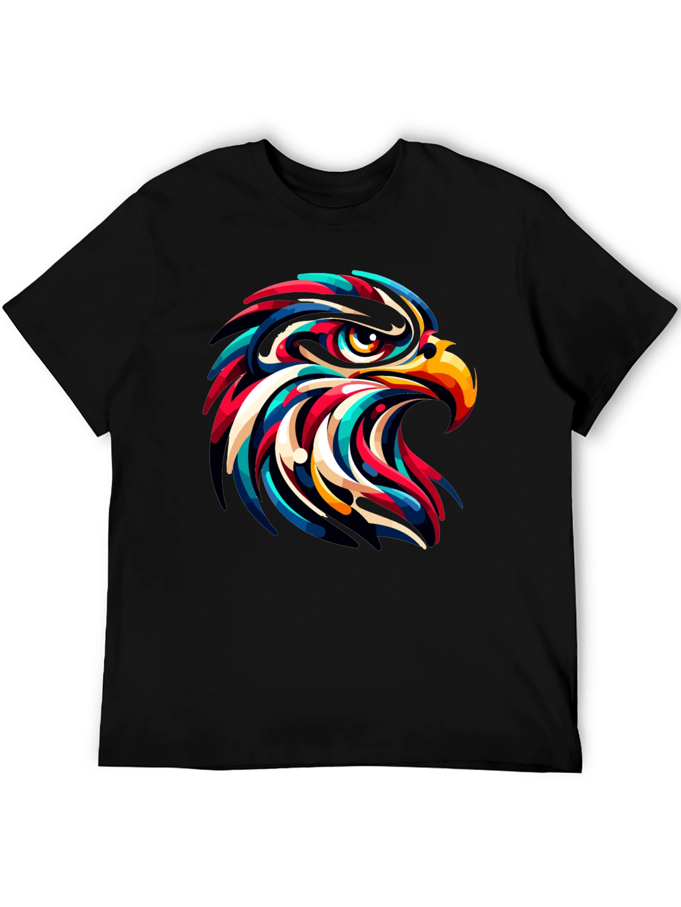 Abstract Eagle Head Graphic Black T-Shirt