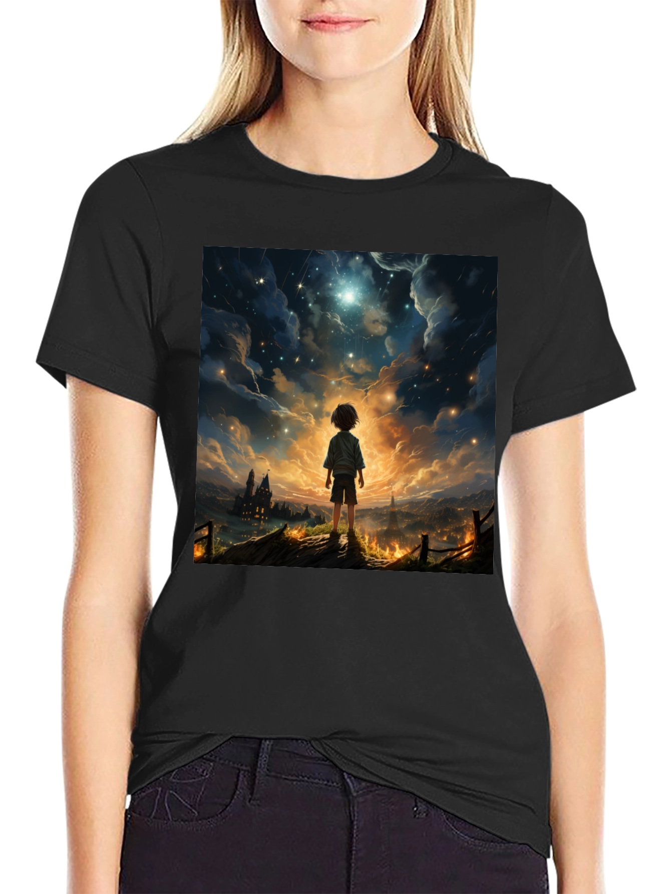 Stargazer Graphic Tee - Dreamy Night Scene