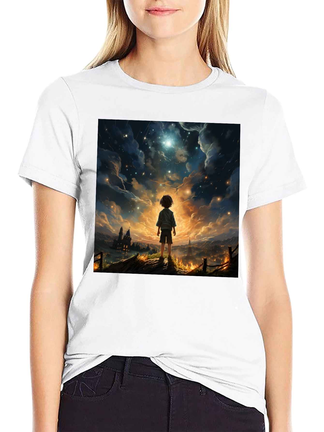 Stargazer Graphic Tee - Dreamy Night Scene