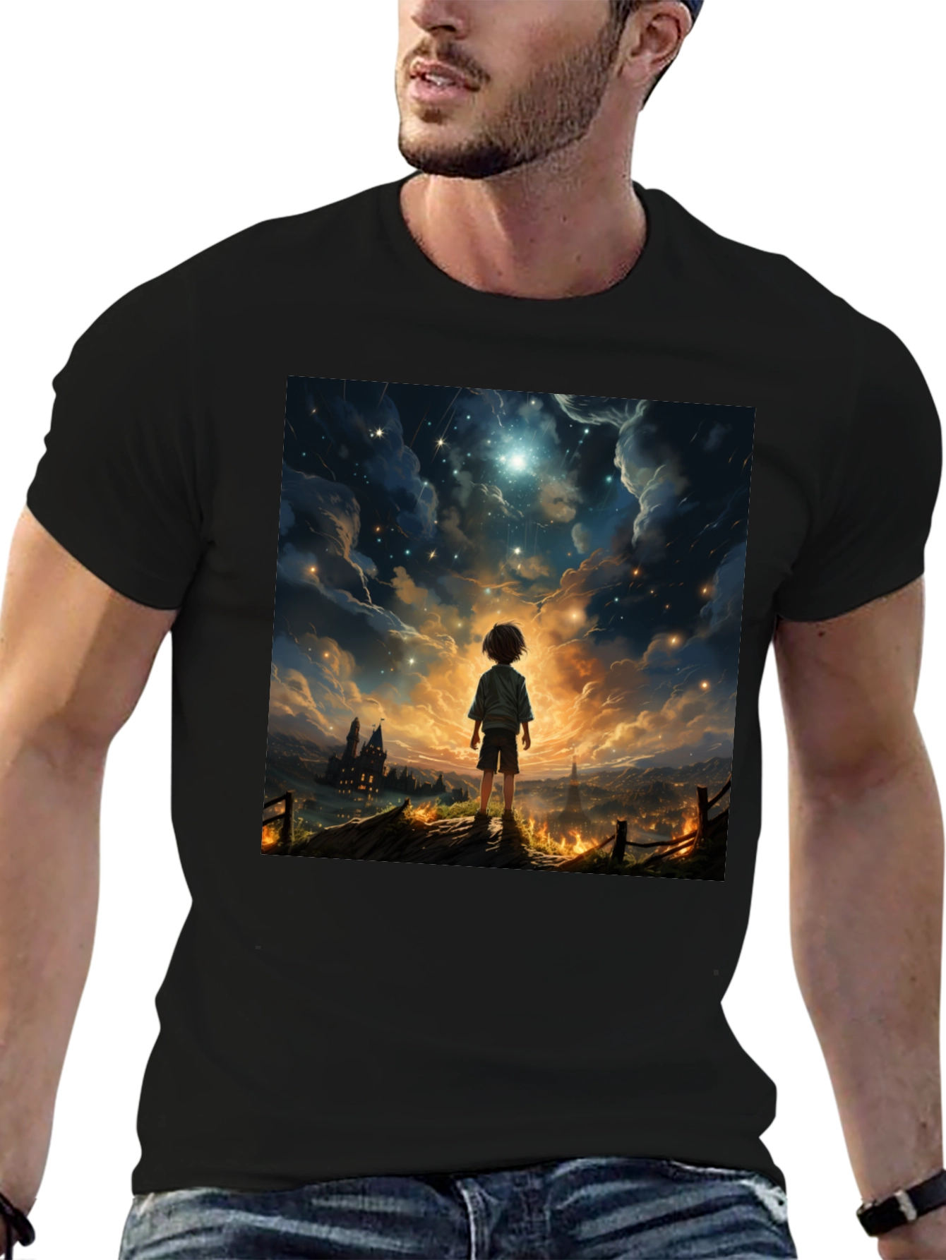 Stargazer Graphic Tee - Dreamy Night Scene
