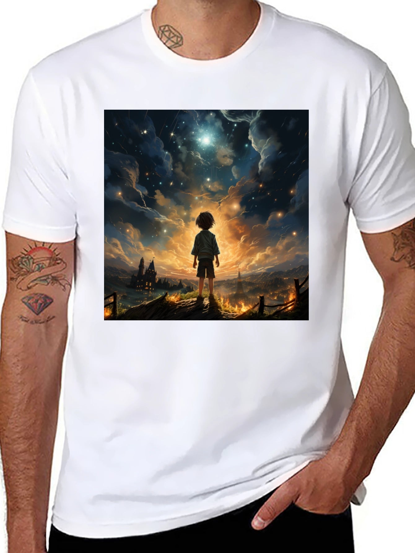 Stargazer Graphic Tee - Dreamy Night Scene