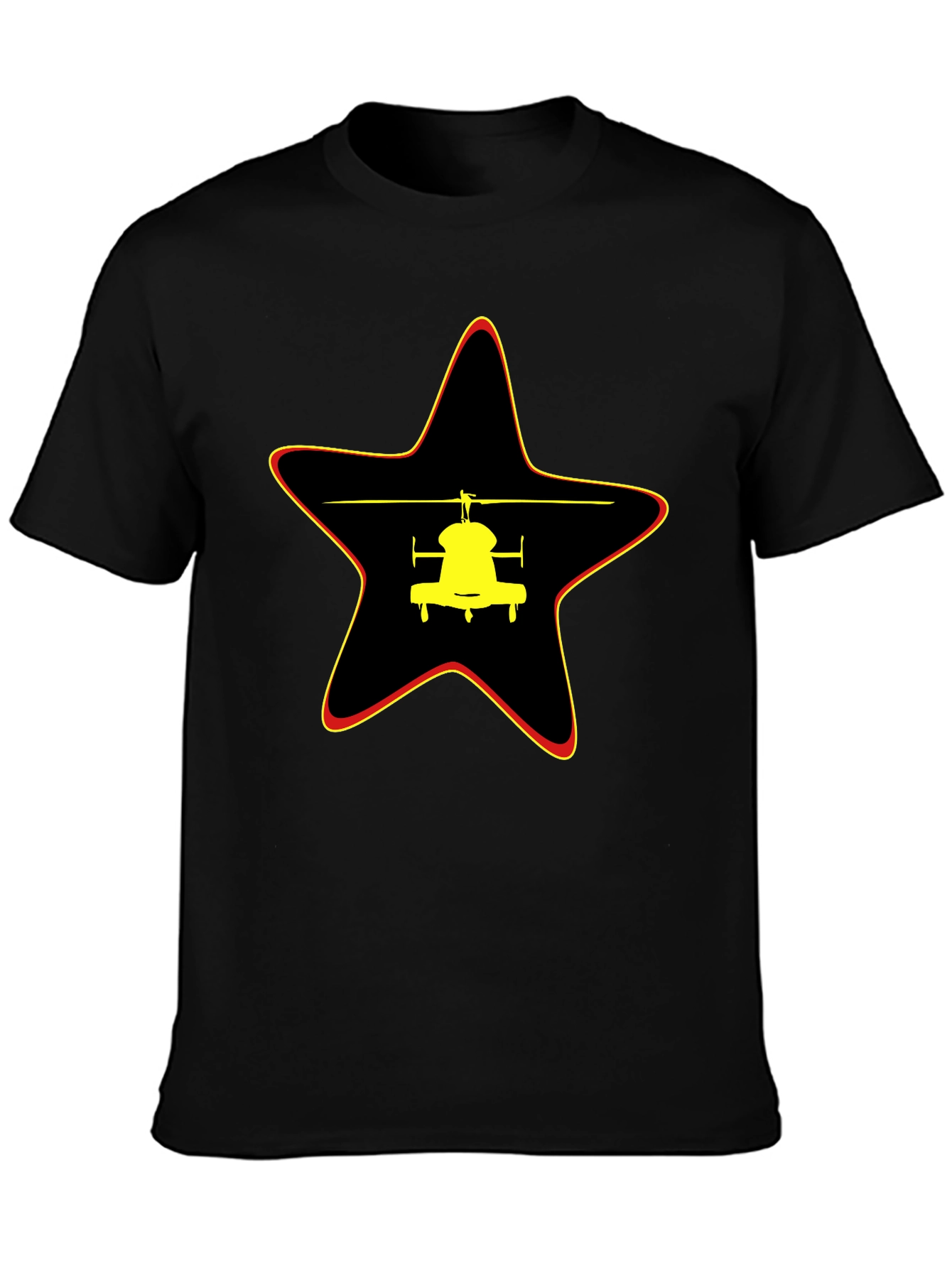 Helicopter Star Graphic Black T-Shirt