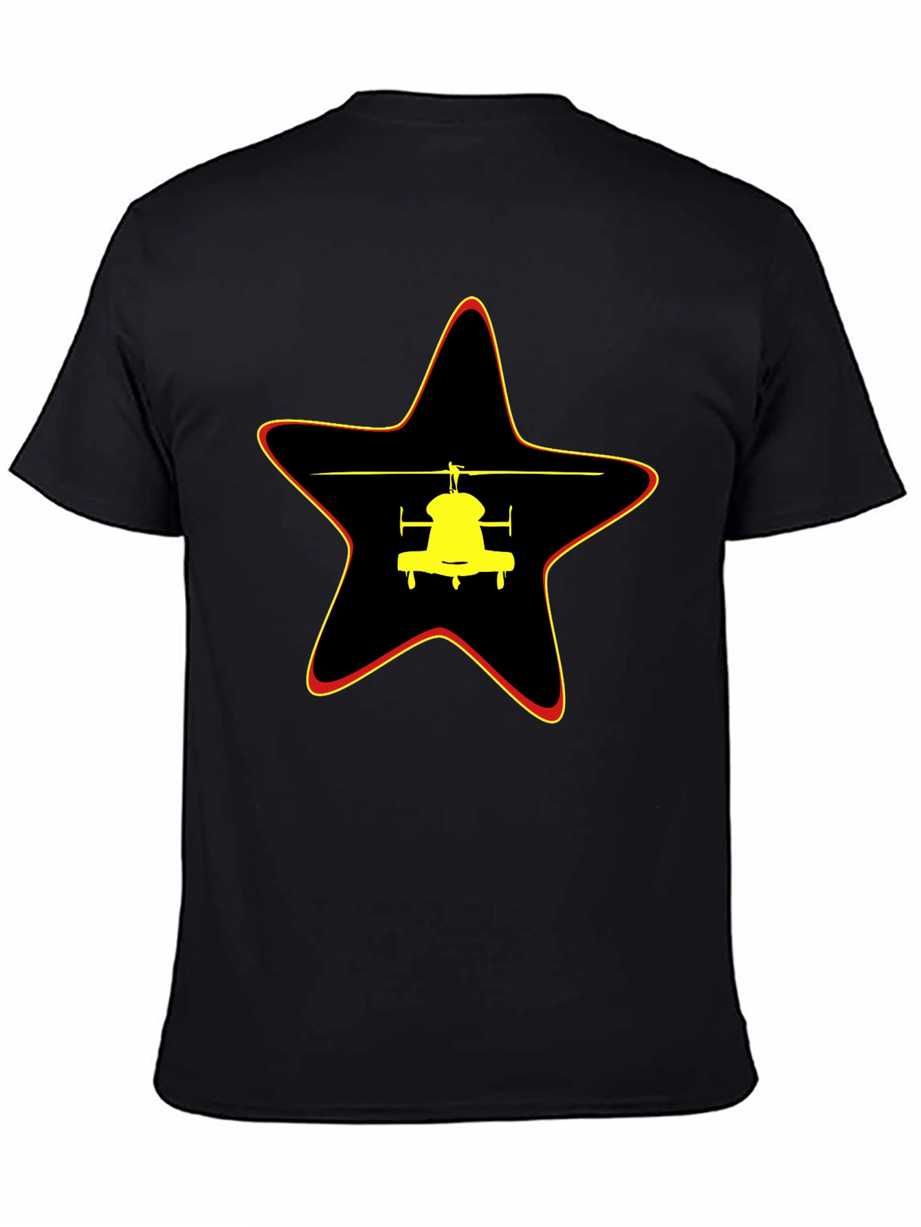 Helicopter Star Graphic Black T-Shirt