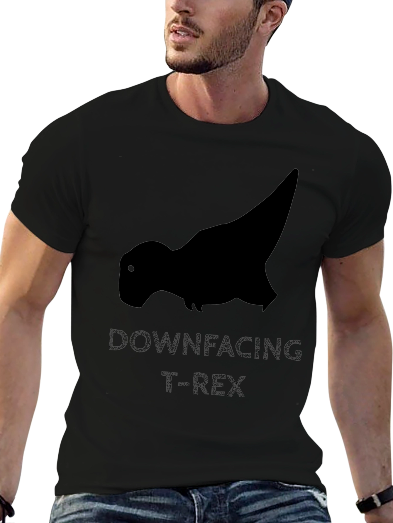 Downfacing T-Rex Black Graphic Tee
