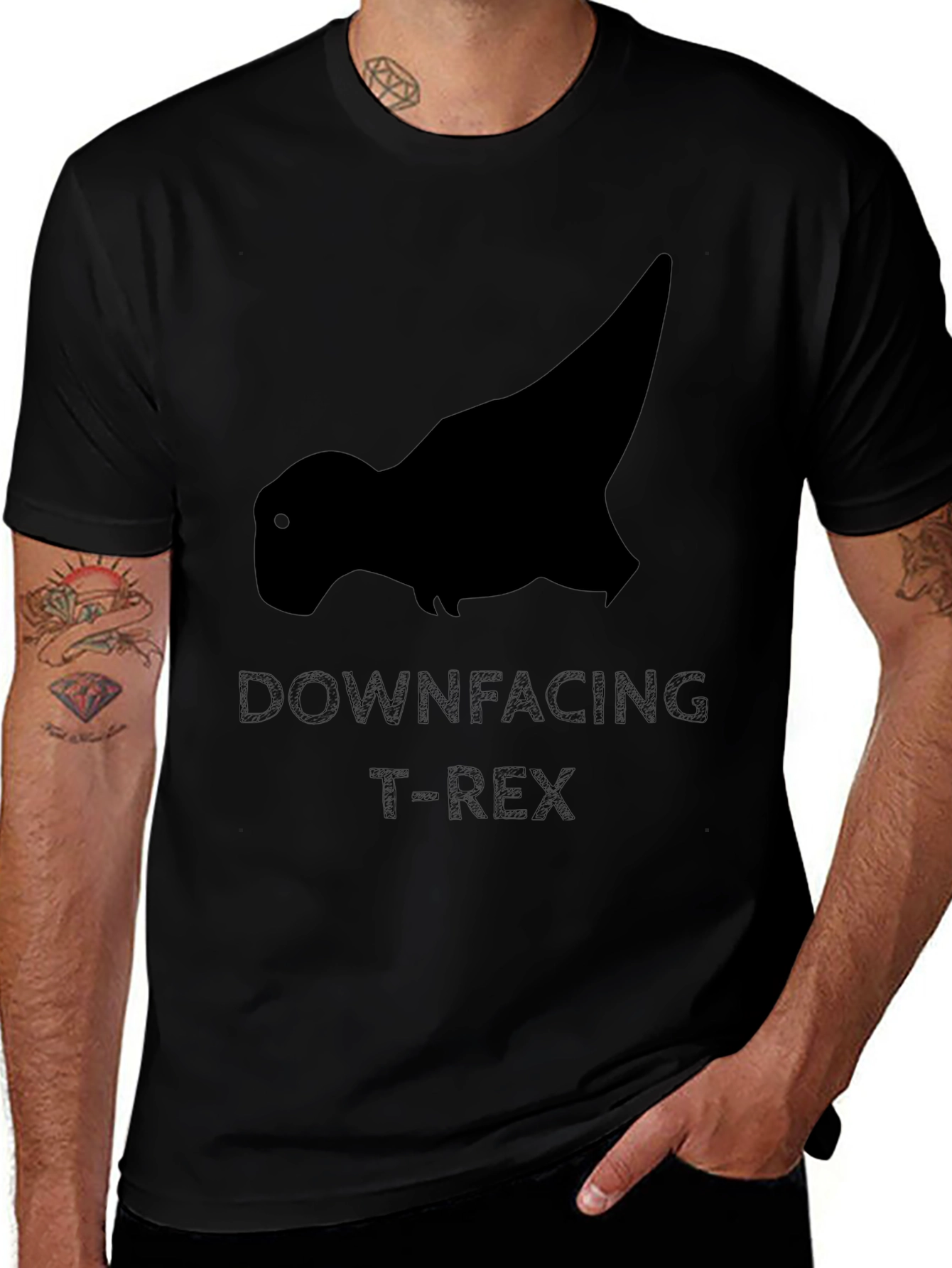 Downfacing T-Rex Black Graphic Tee