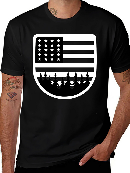 American Flag Tree Graphic T-Shirt