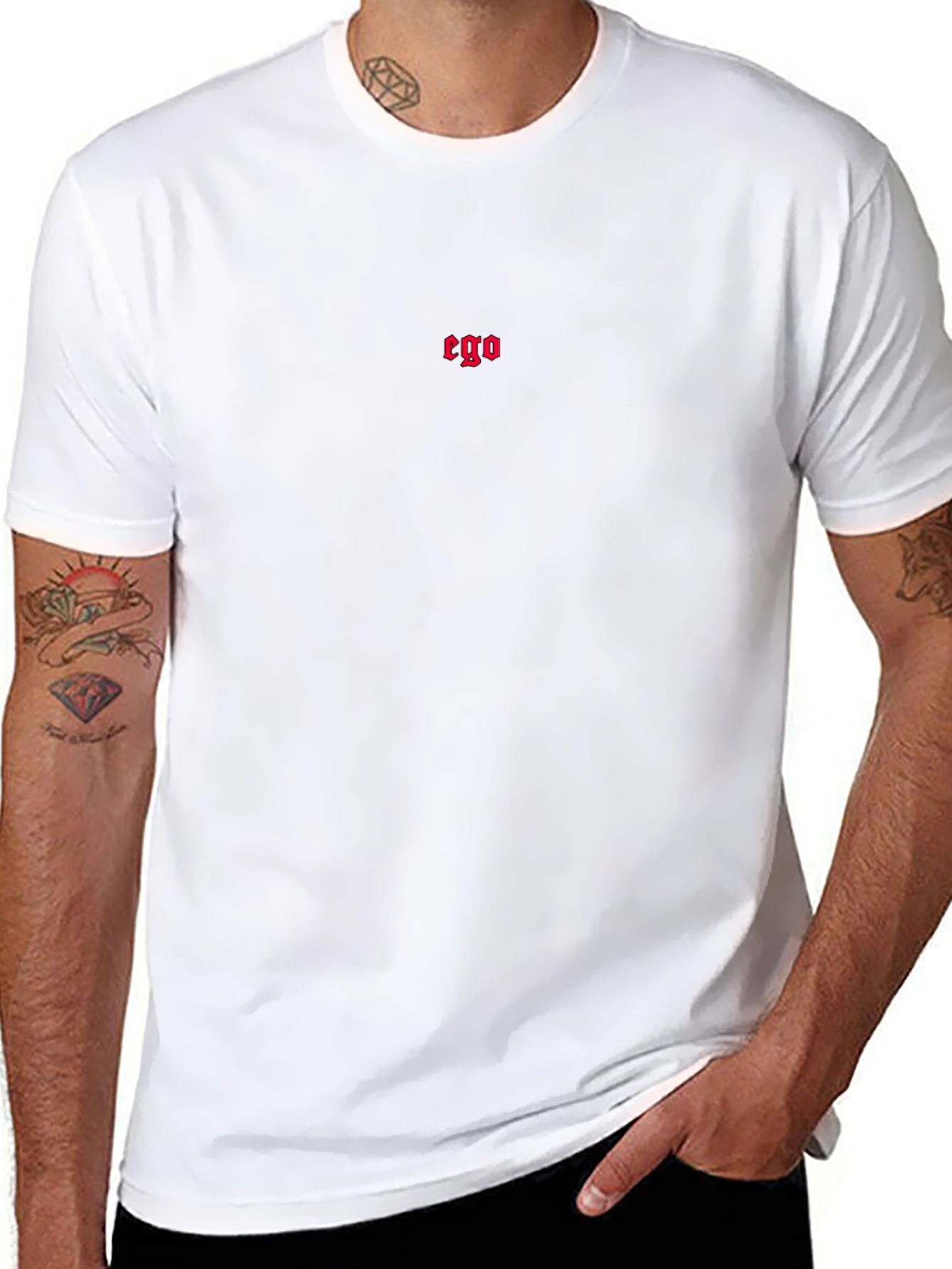 Ego Embroidered Black T-Shirt - Classic Fit