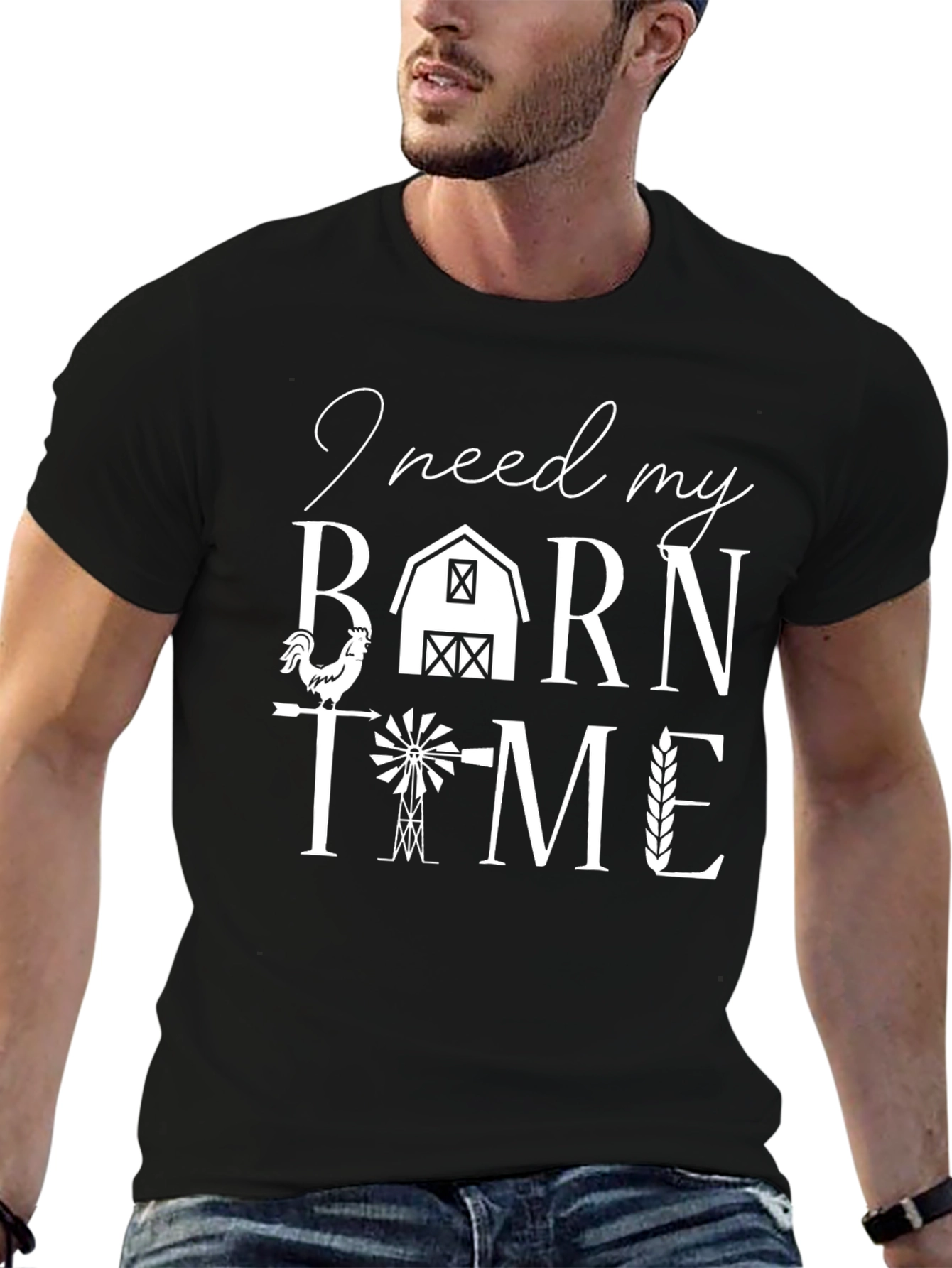 I Need My Barn Time Black Graphic T-Shirt