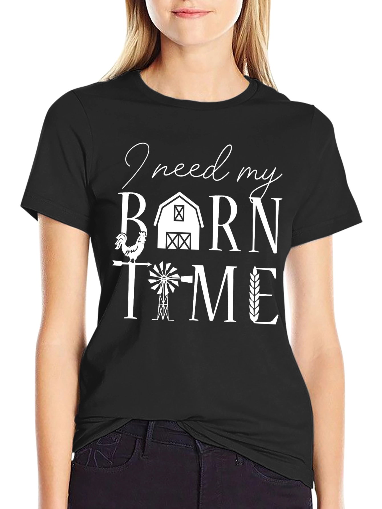 I Need My Barn Time Black Graphic T-Shirt