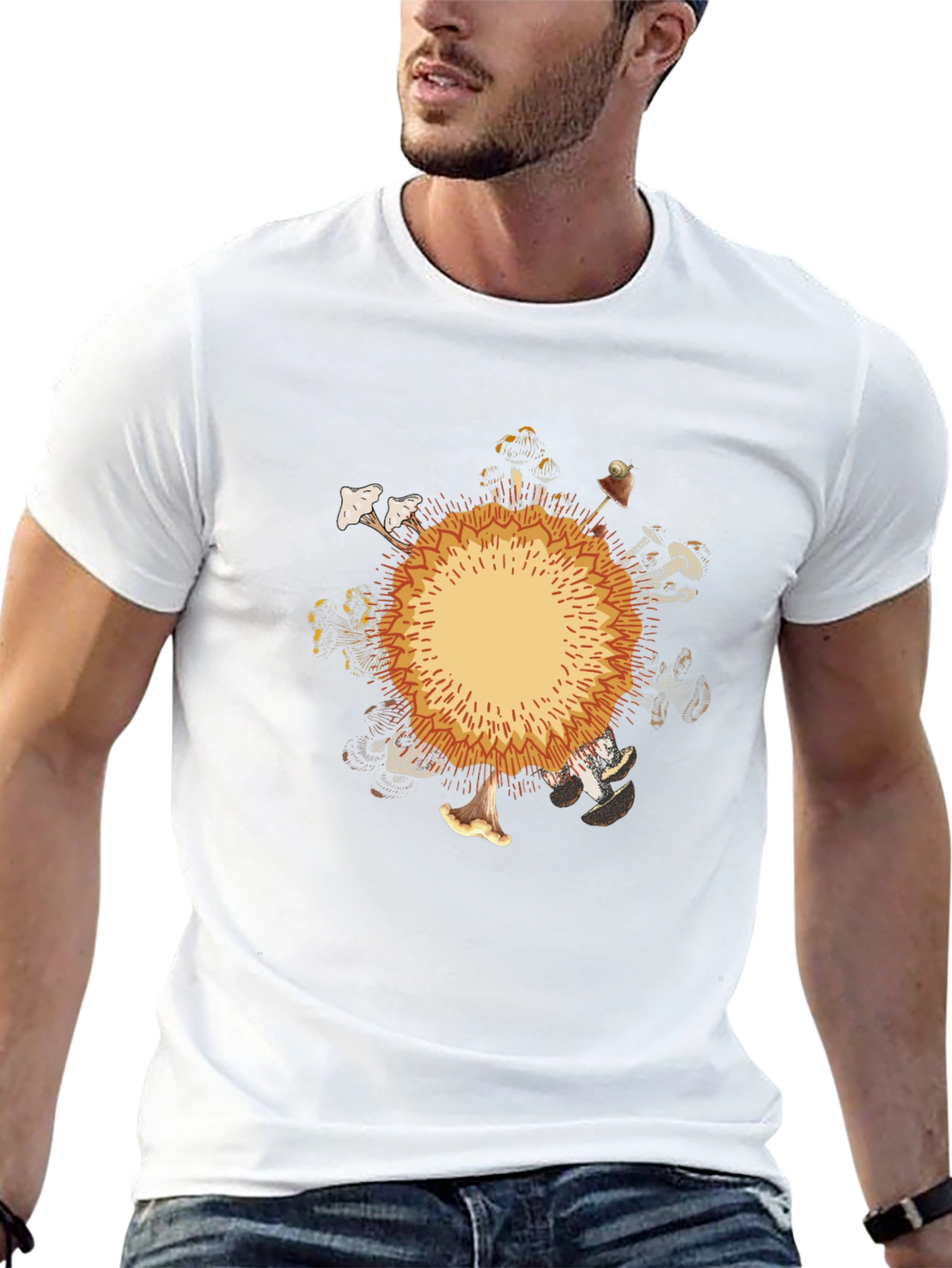 Mushroom Circle Graphic Black T-Shirt
