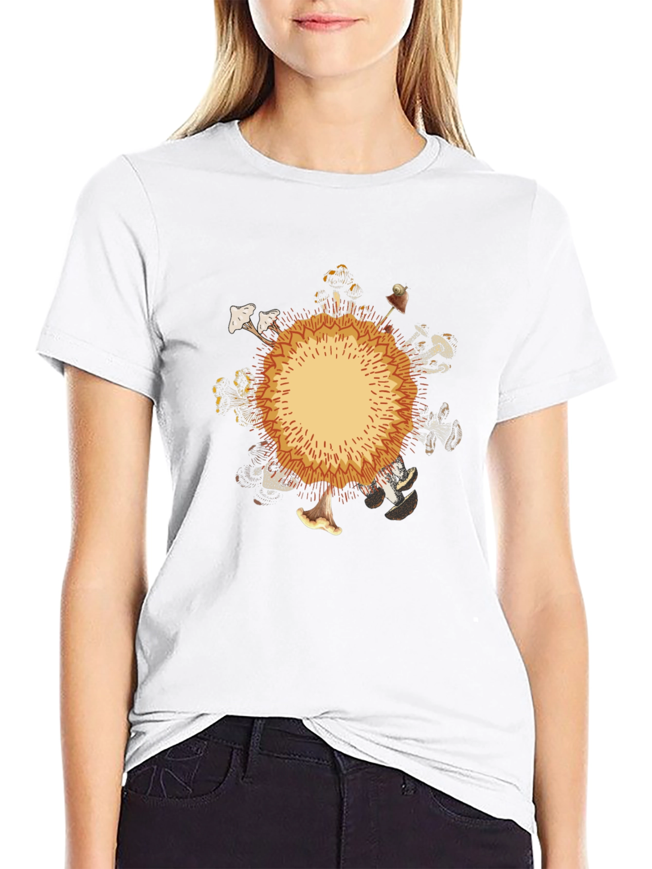 Mushroom Circle Graphic Black T-Shirt