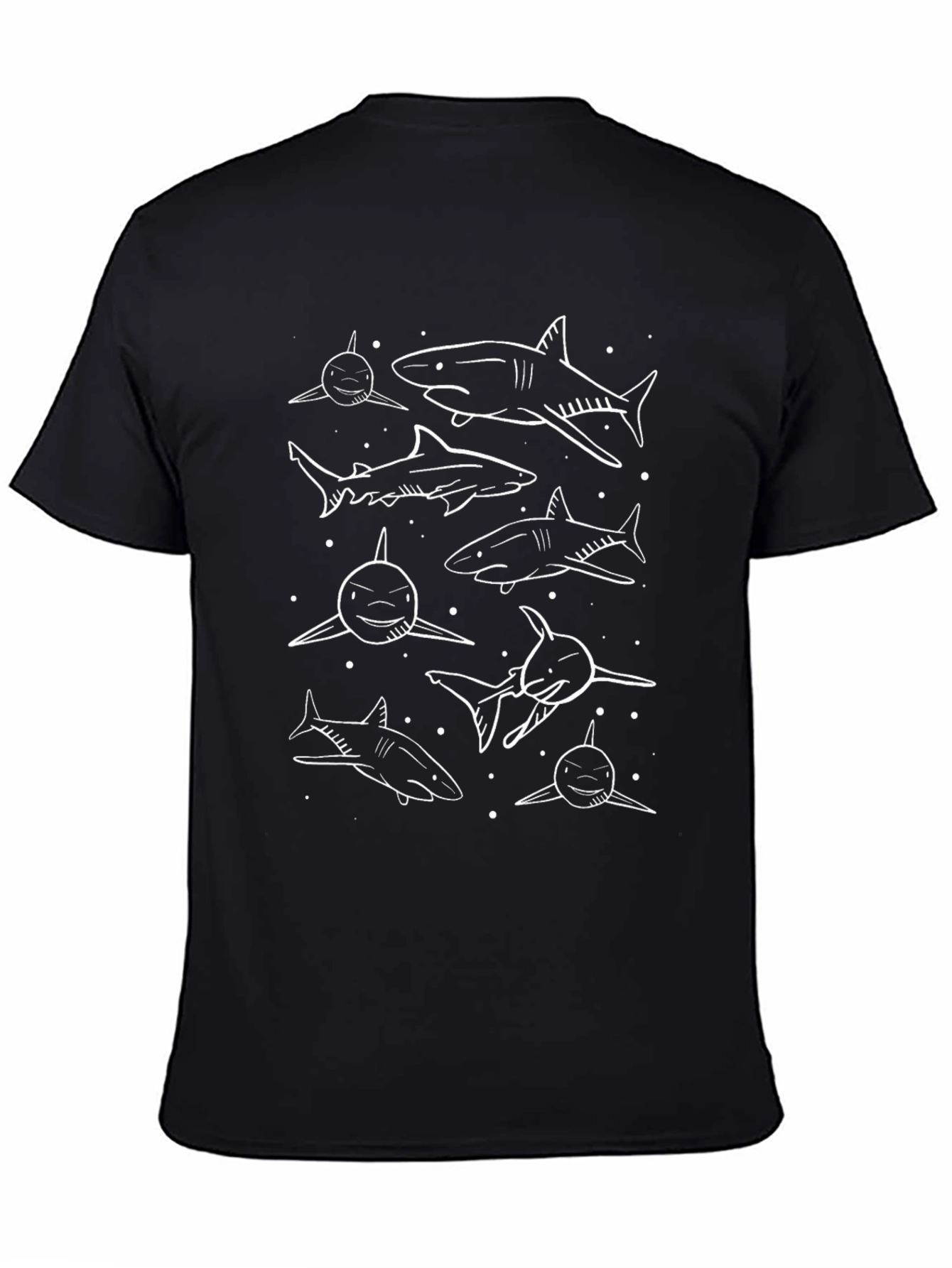 Shark Pattern Black T-Shirt