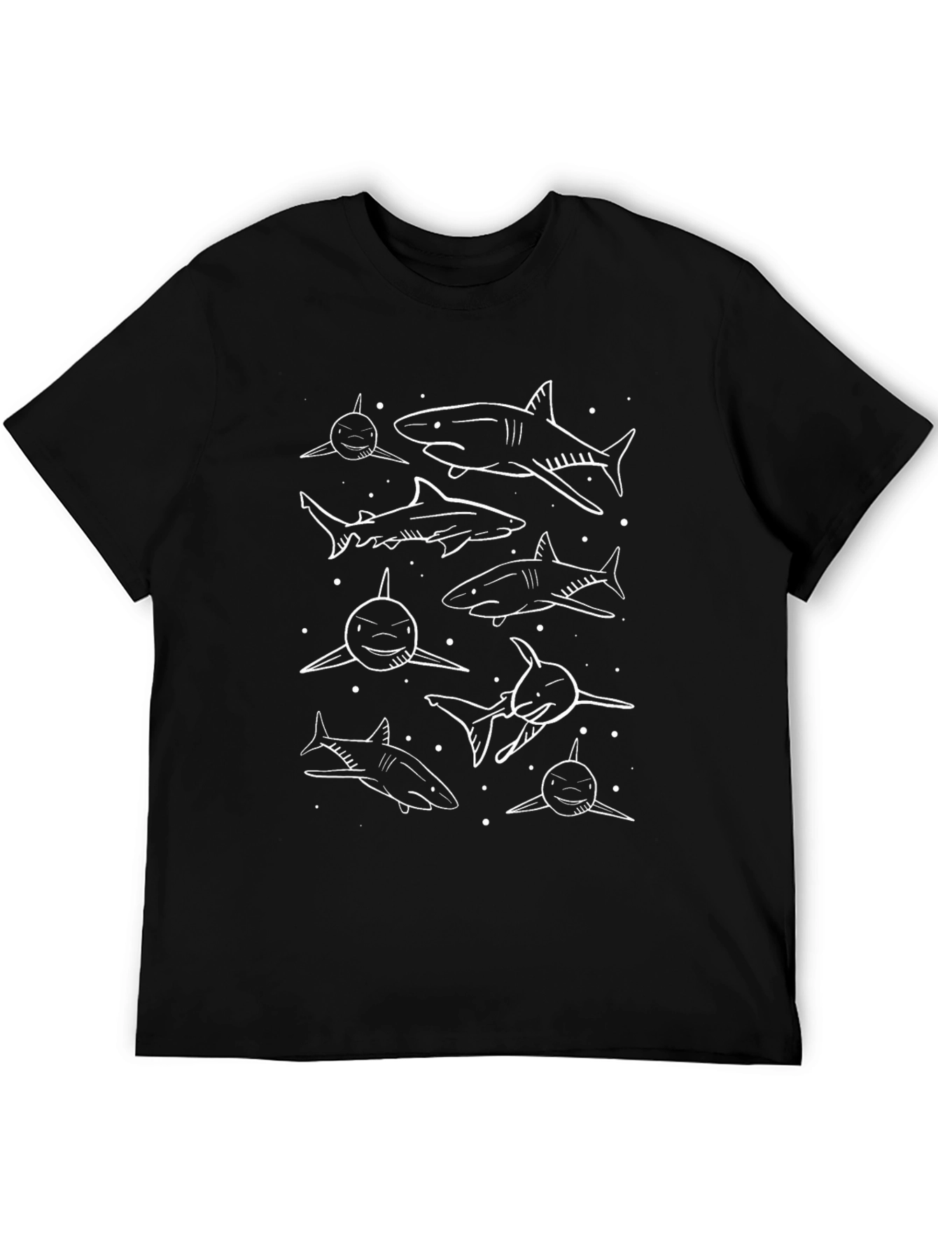 Shark Pattern Black T-Shirt