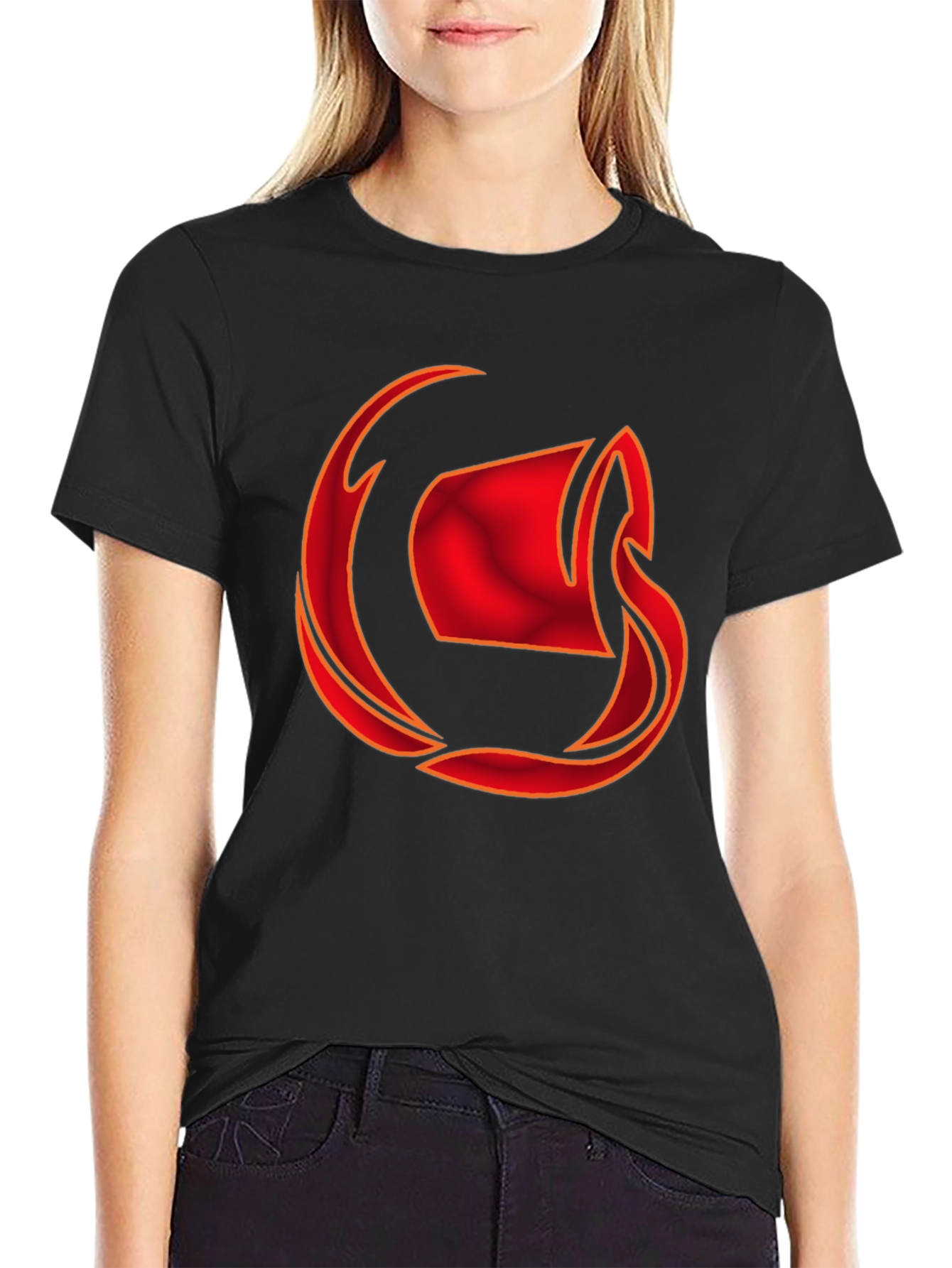 Mens Black T-Shirt with Red Graphic Design