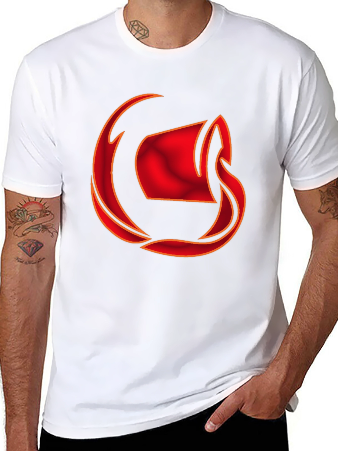 Mens Black T-Shirt with Red Graphic Design