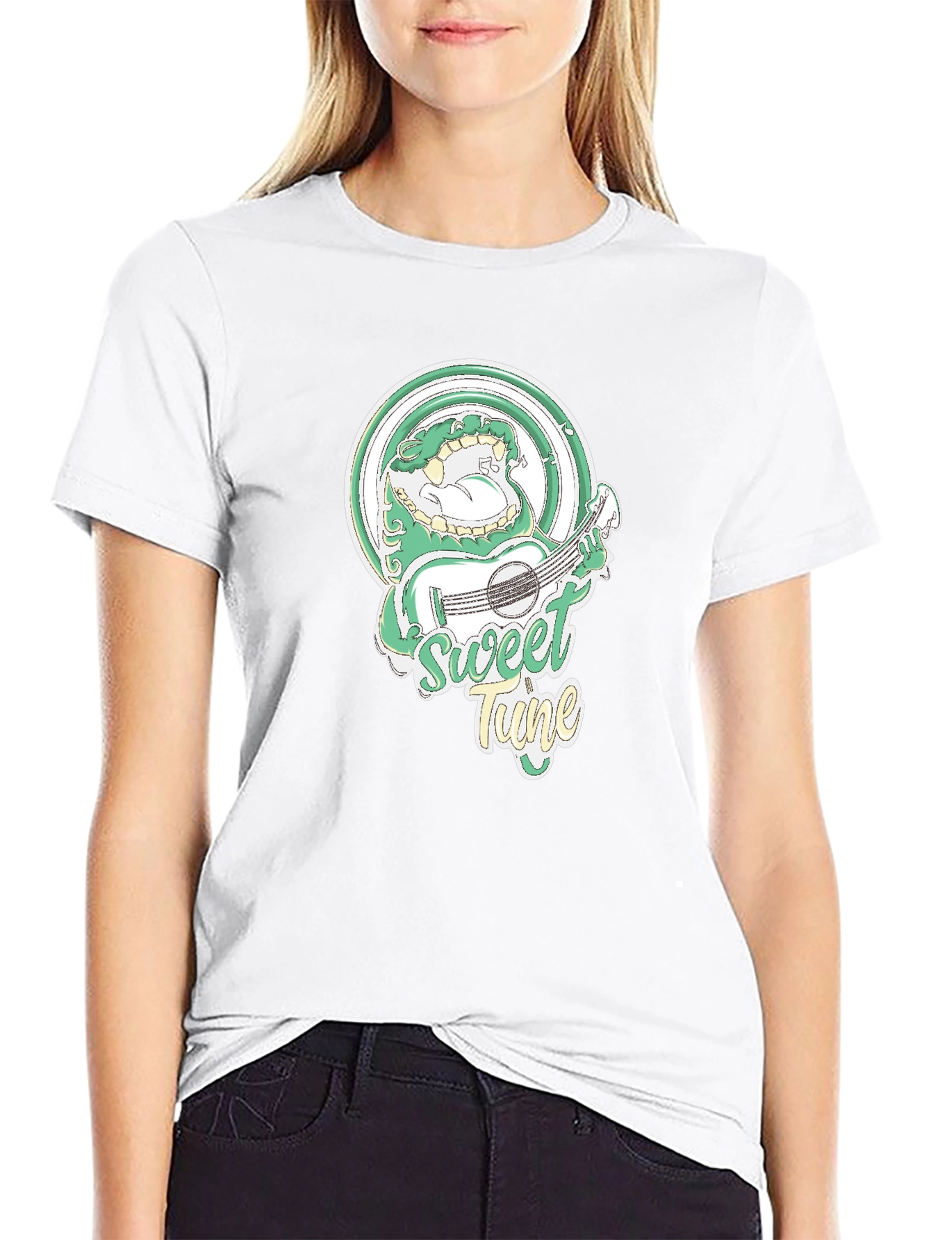 Sweet Tune Graphic Tee - Black Cotton Blend