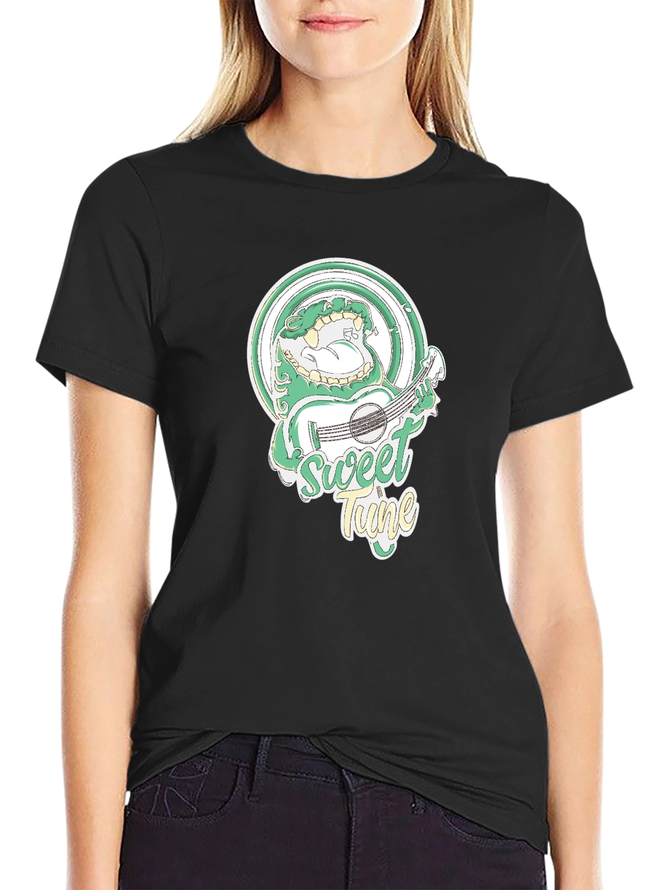 Sweet Tune Graphic Tee - Black Cotton Blend